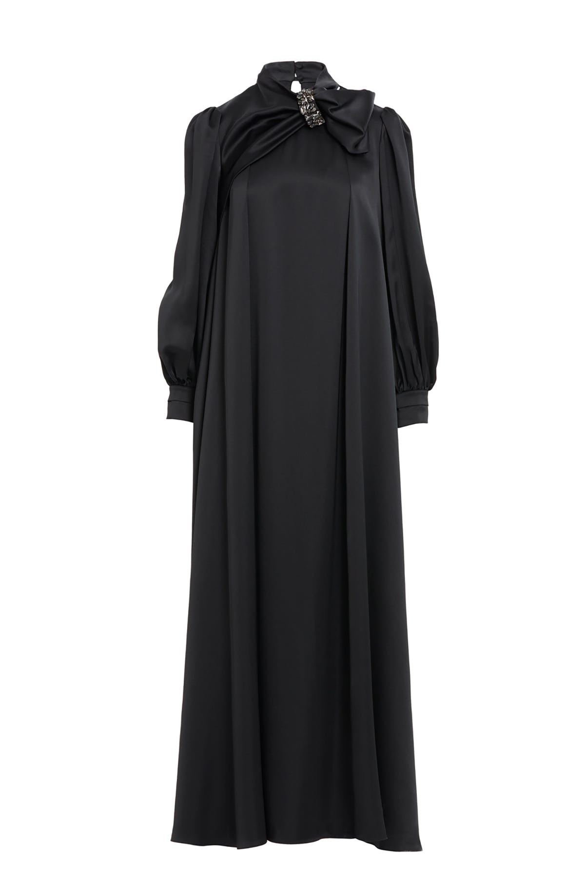 İşlemeli Fiyonk Detaylı Uzun Elbise