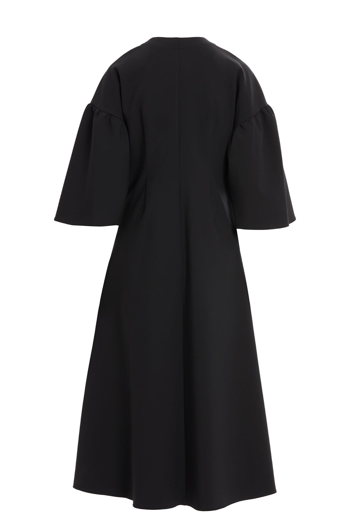 Yuvarlak Yakalı Ön Ve Ceplerinden Fermuarlı Astarsız Maxi Boy Elbise