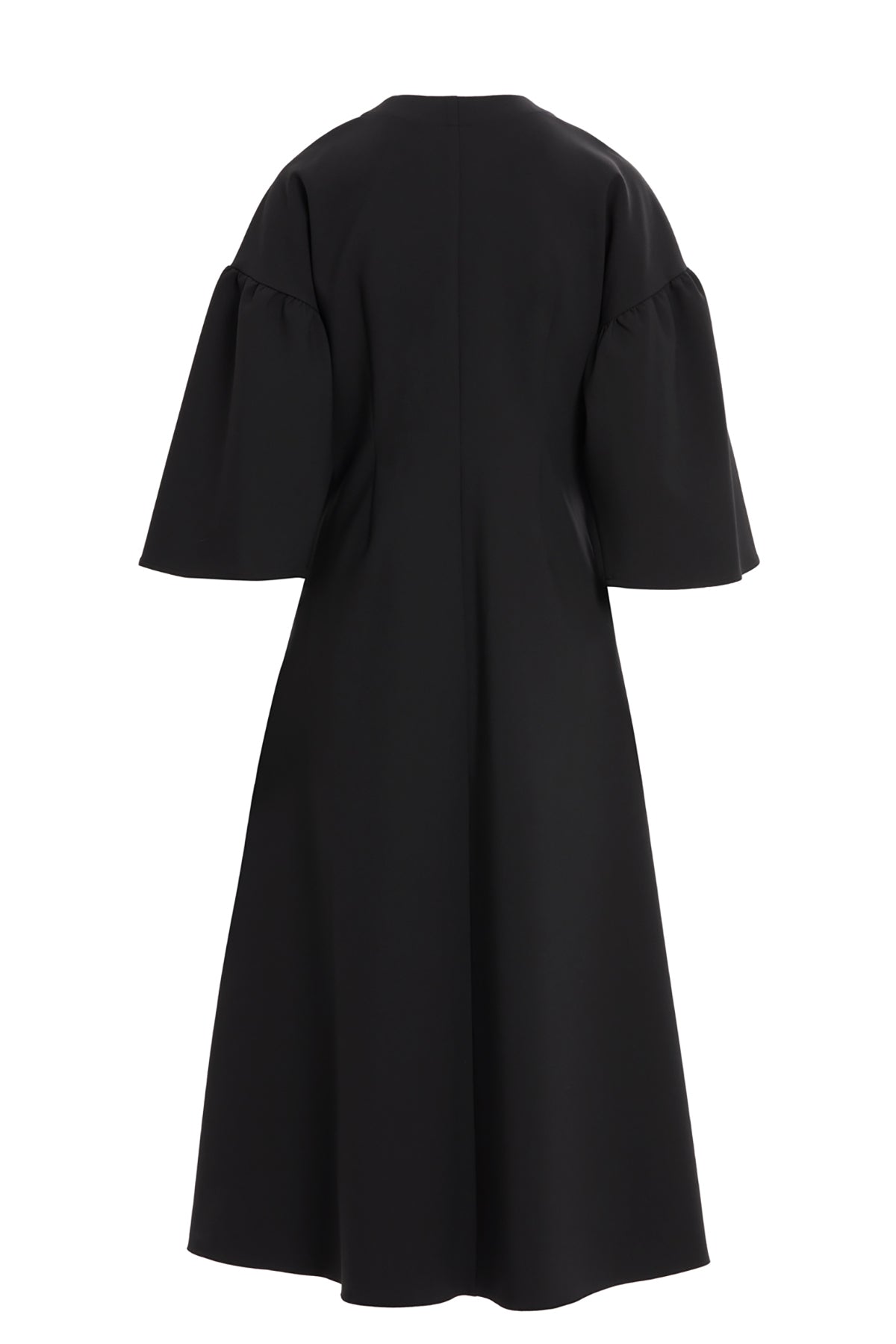 Yuvarlak Yakalı Ön Ve Ceplerinden Fermuarlı Astarsız Maxi Boy Elbise