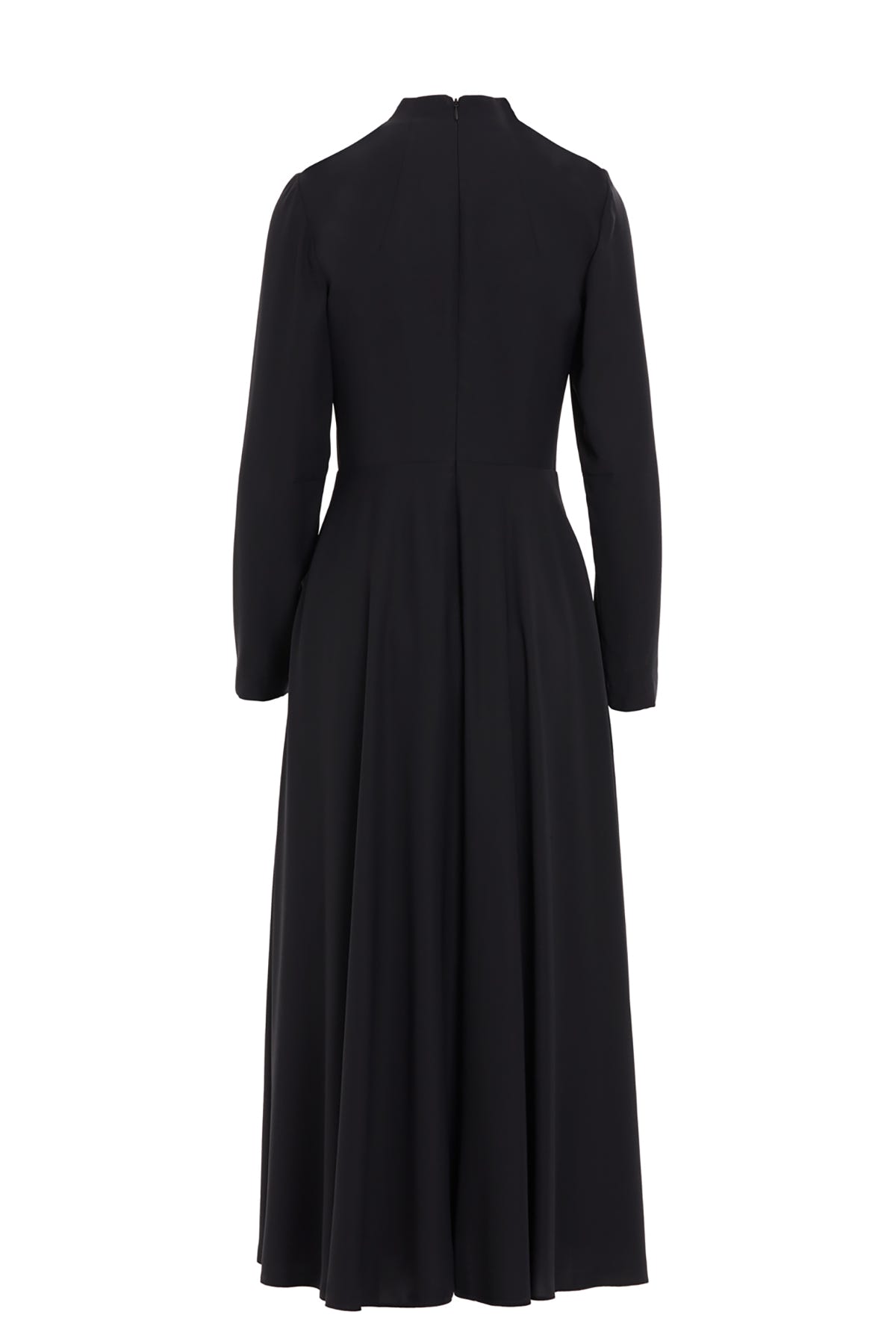 Önü Büzgülü Ve Toka Detaylı Yarım Boğazlı Uzun Kollu Maxi Boy Elbise