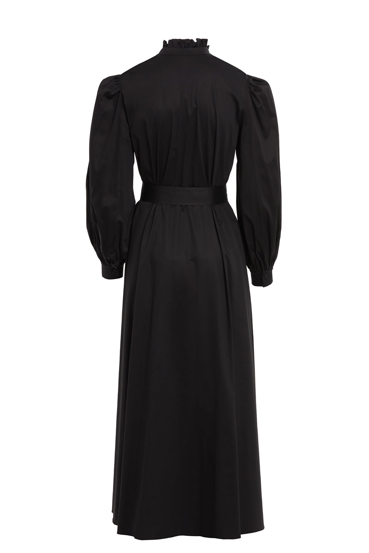 Fırfır Detaylı Belden Bağlamalı Maxi Astarlı Elbise