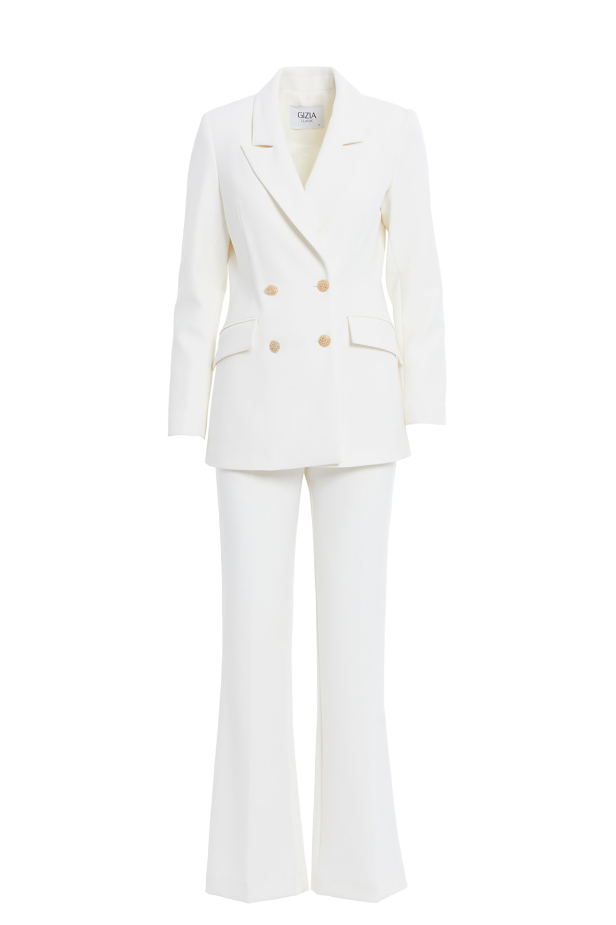 Düğme Detaylı Vücuda Oturan Kruvaze Takım