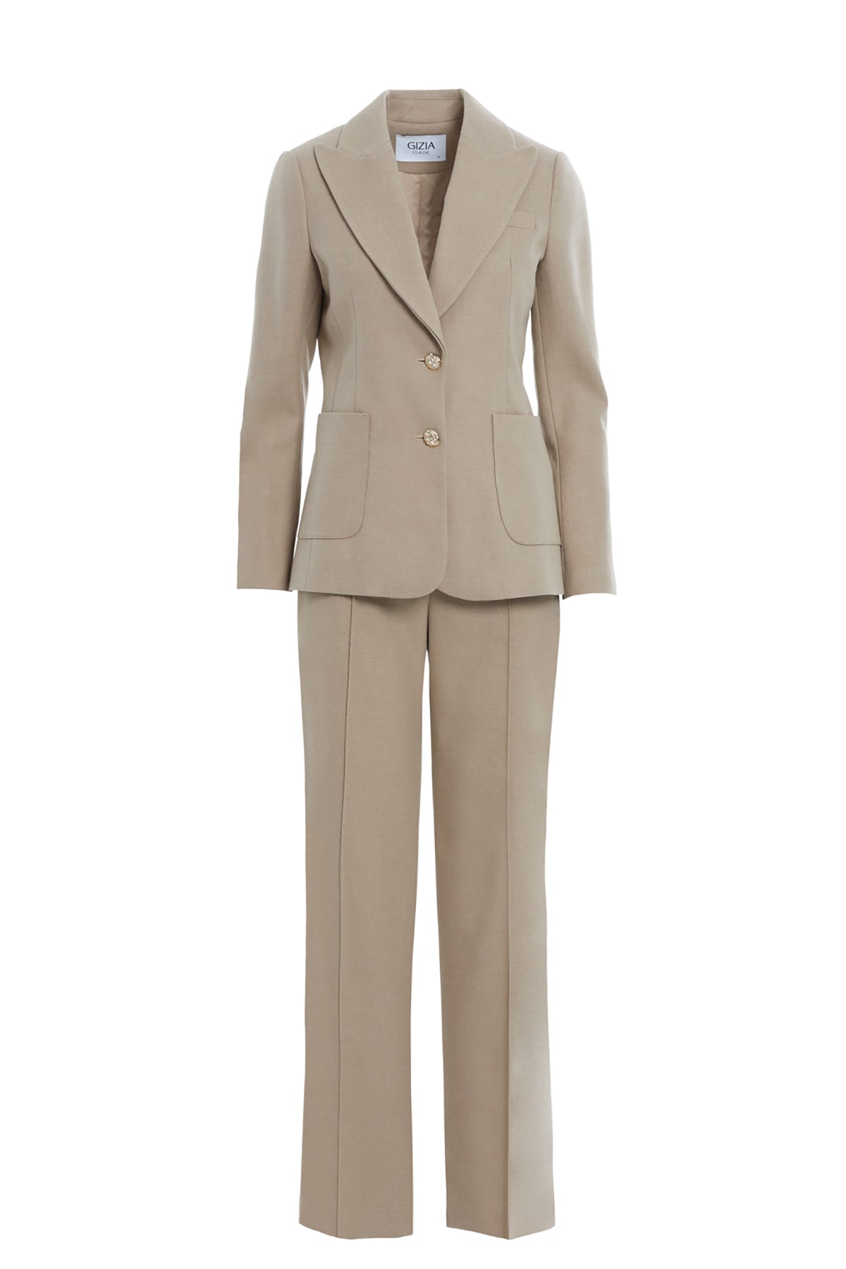Ön Düğme Kapamalı Cepli Pantolonlu Takım