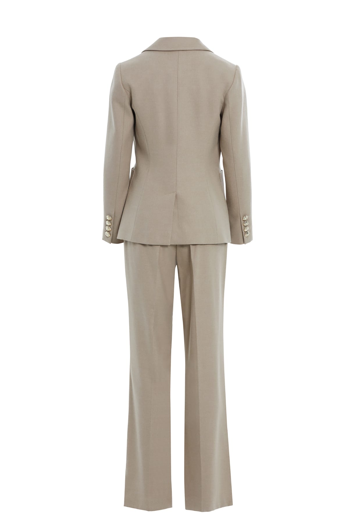 Ön Düğme Kapamalı Cepli Pantolonlu Takım