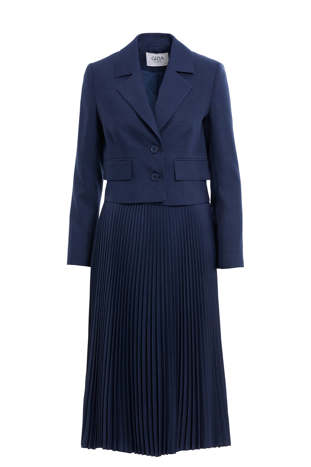 Pileli Etekli Lacivert Takım