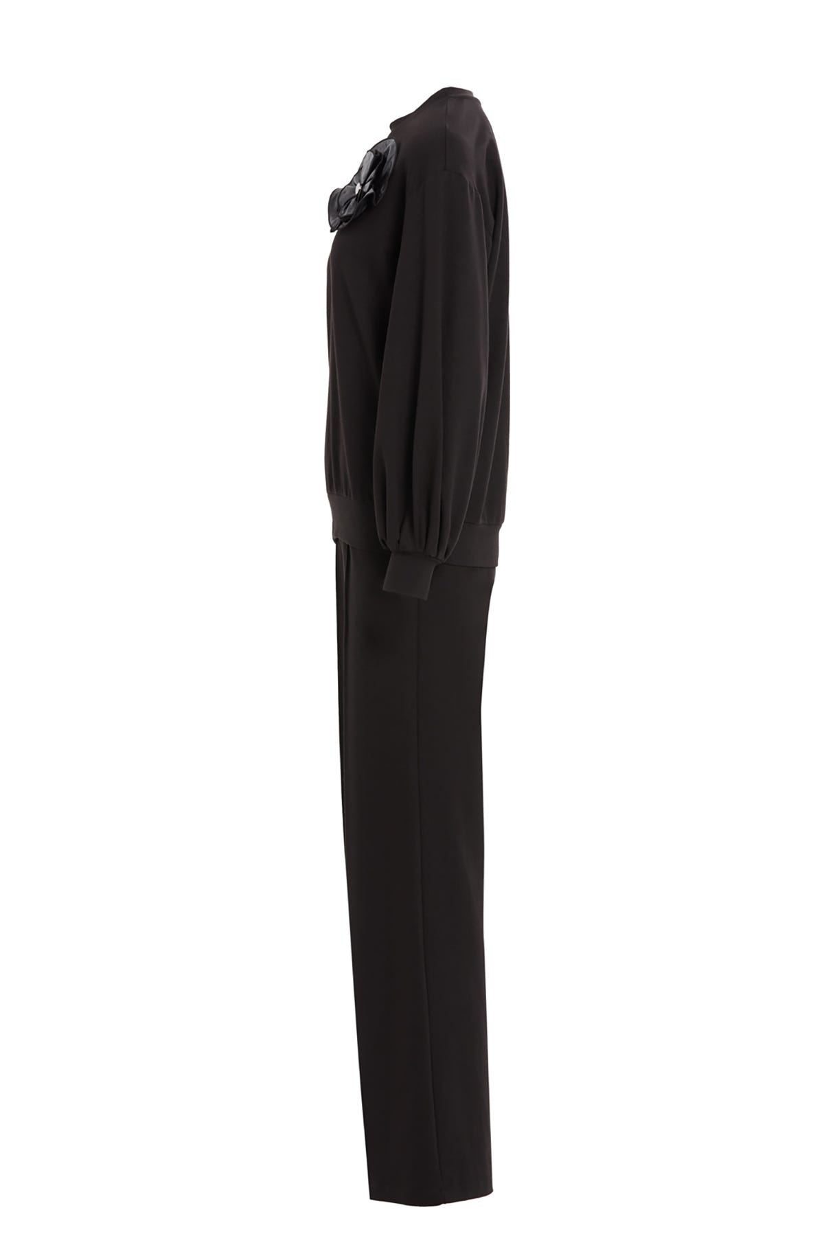 Broş Detaylı Büzgülü Kollu Pantolon T-shirt Takım