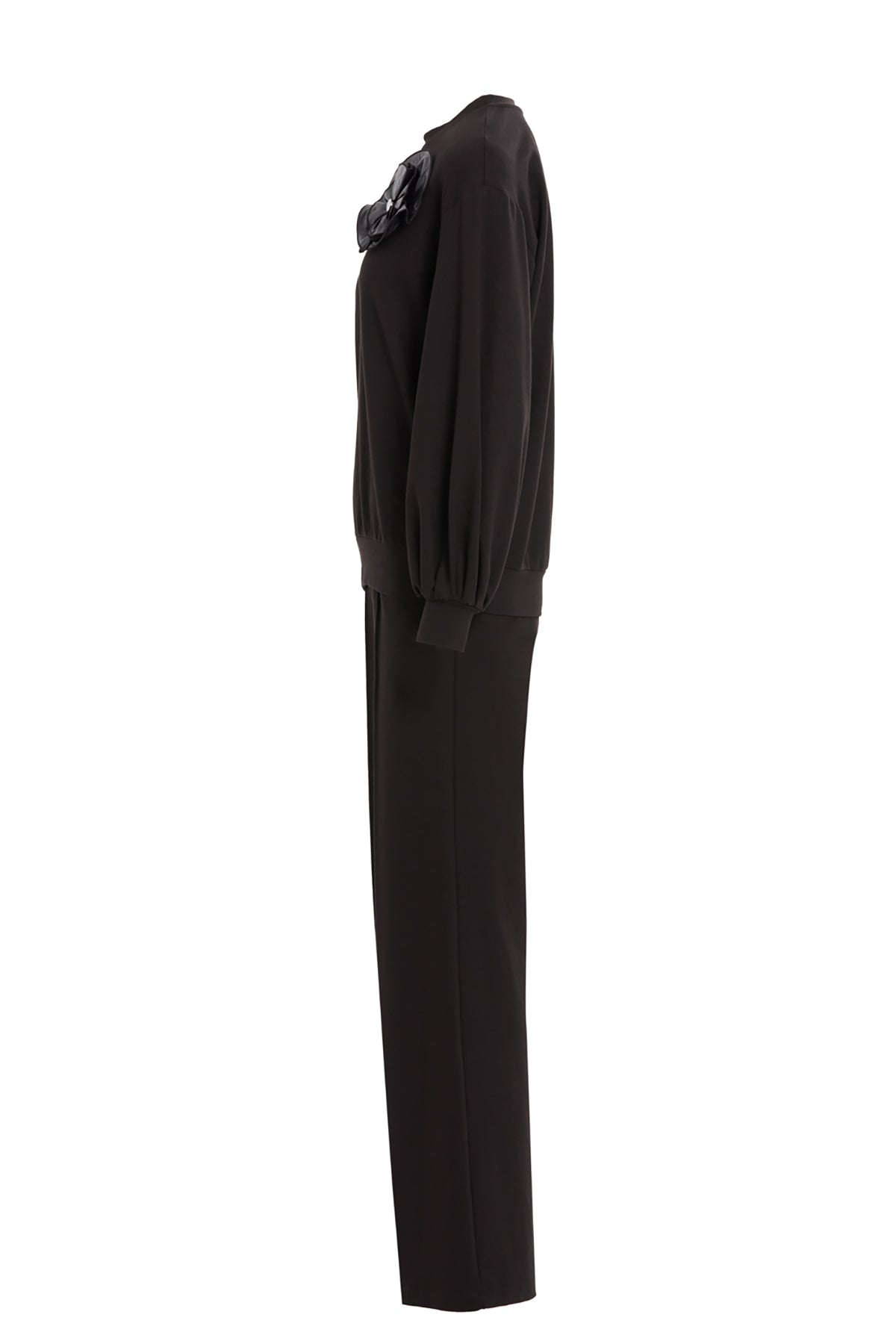 Broş Detaylı Büzgülü Kollu Pantolon T-shirt Takım