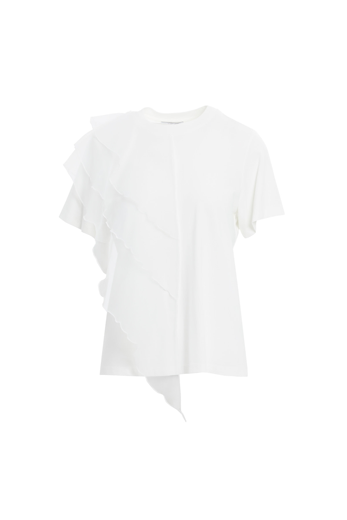 Omuz Tül Volan Detaylı Kısa Kollu T-shirt