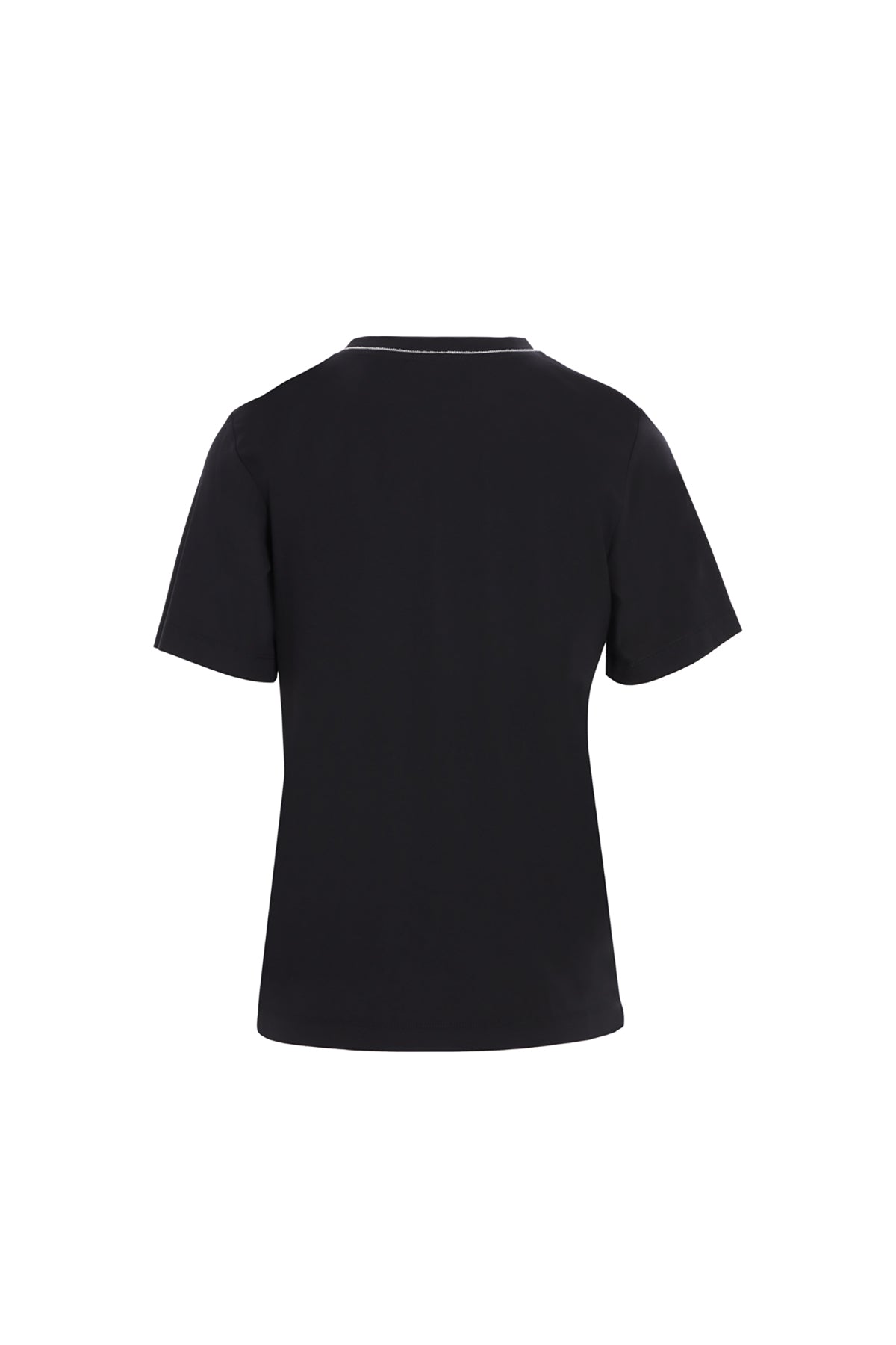 V Yaka Şerit Aksesuar Detaylı Örme Tshirt