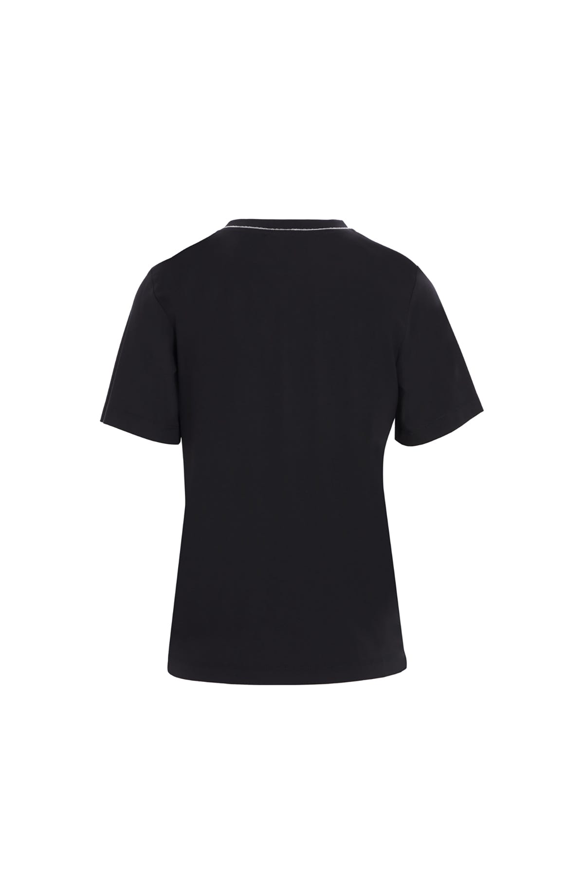 V Yaka Şerit Aksesuar Detaylı Örme T-shirt