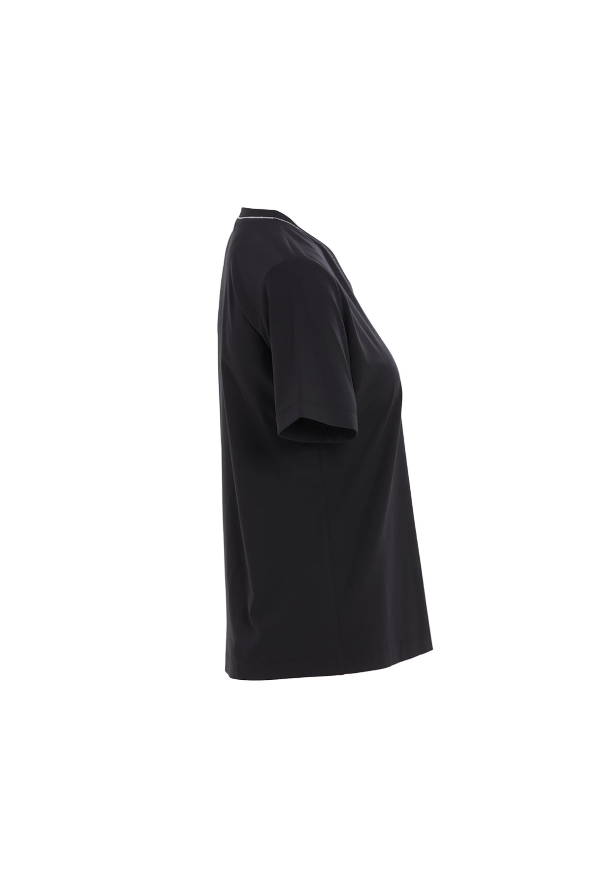 V Yaka Şerit Aksesuar Detaylı Örme Tshirt