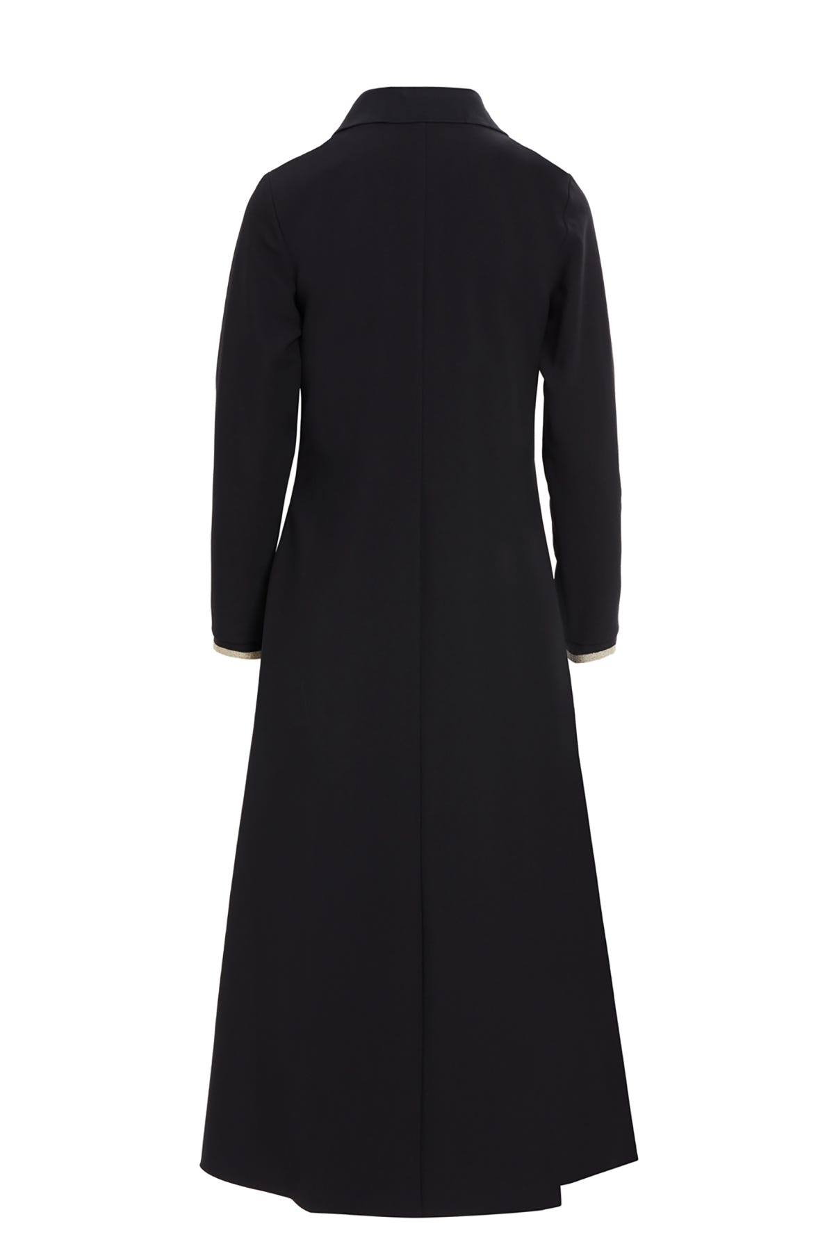 Polo Yakalı Uzun Kollu Astarlı Siyah Midi Elbise