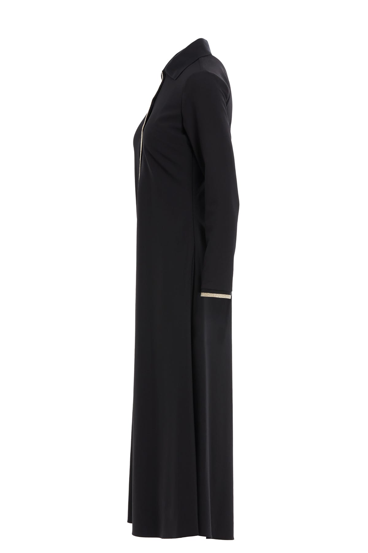 Polo Yakalı Uzun Kollu Astarlı Midi Elbise