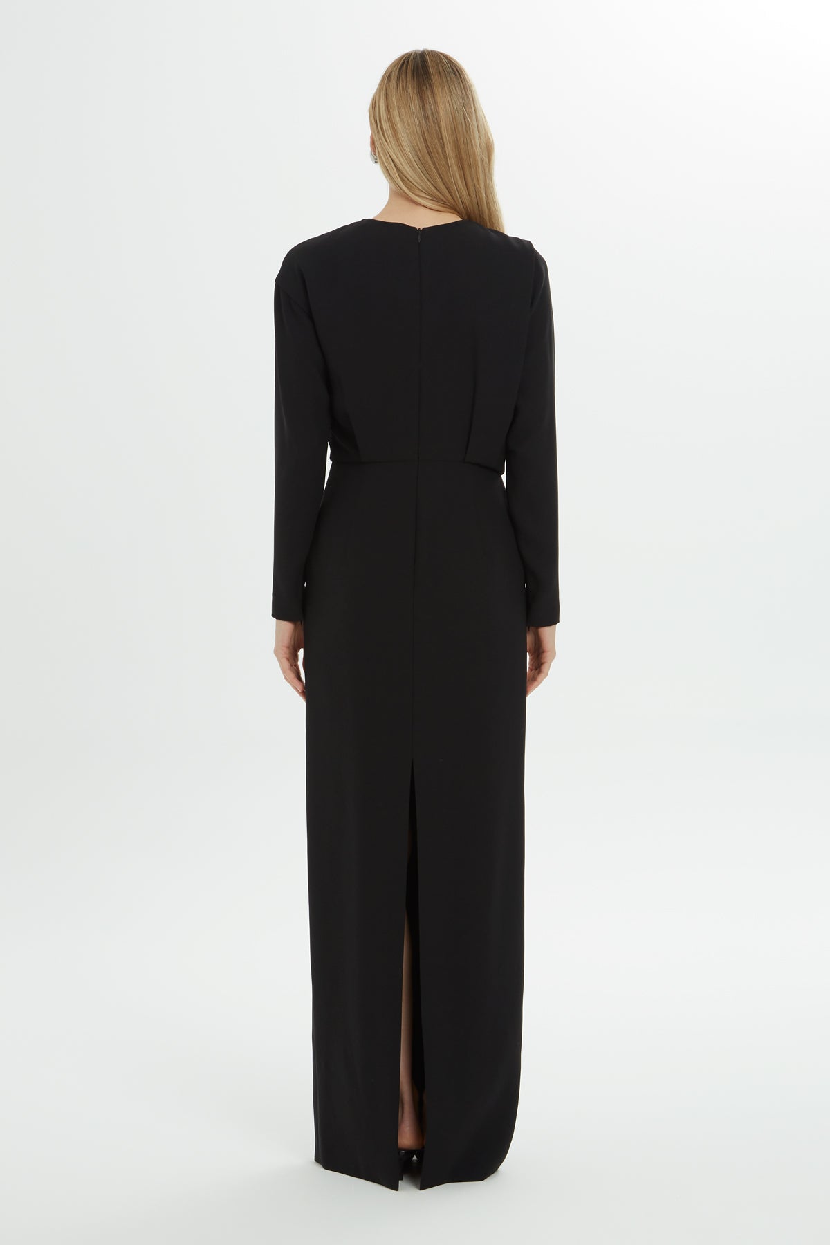 Pili Katlamalı Uzun Elbise