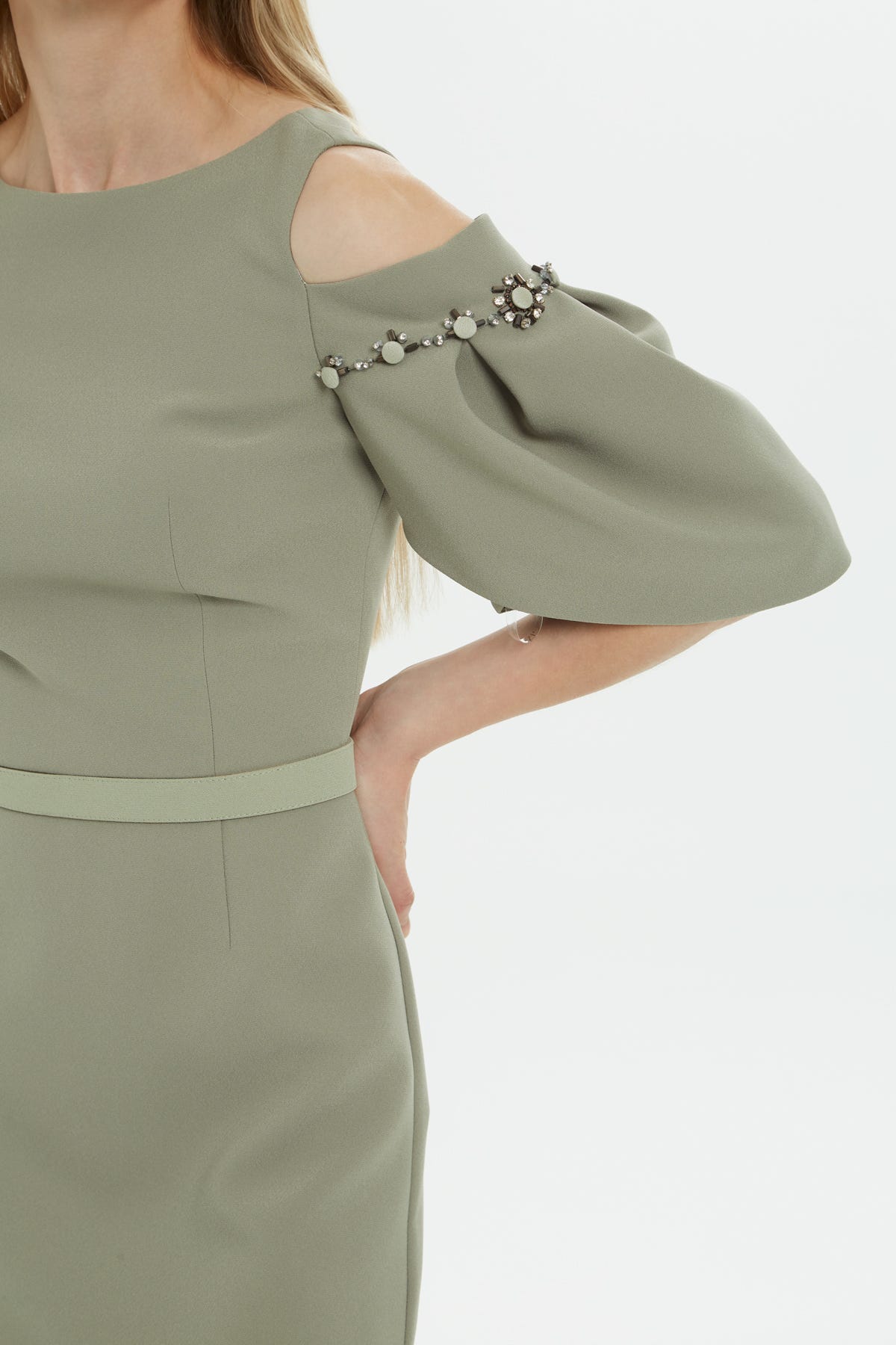 Omuz Dekolteli Uzun Elbise