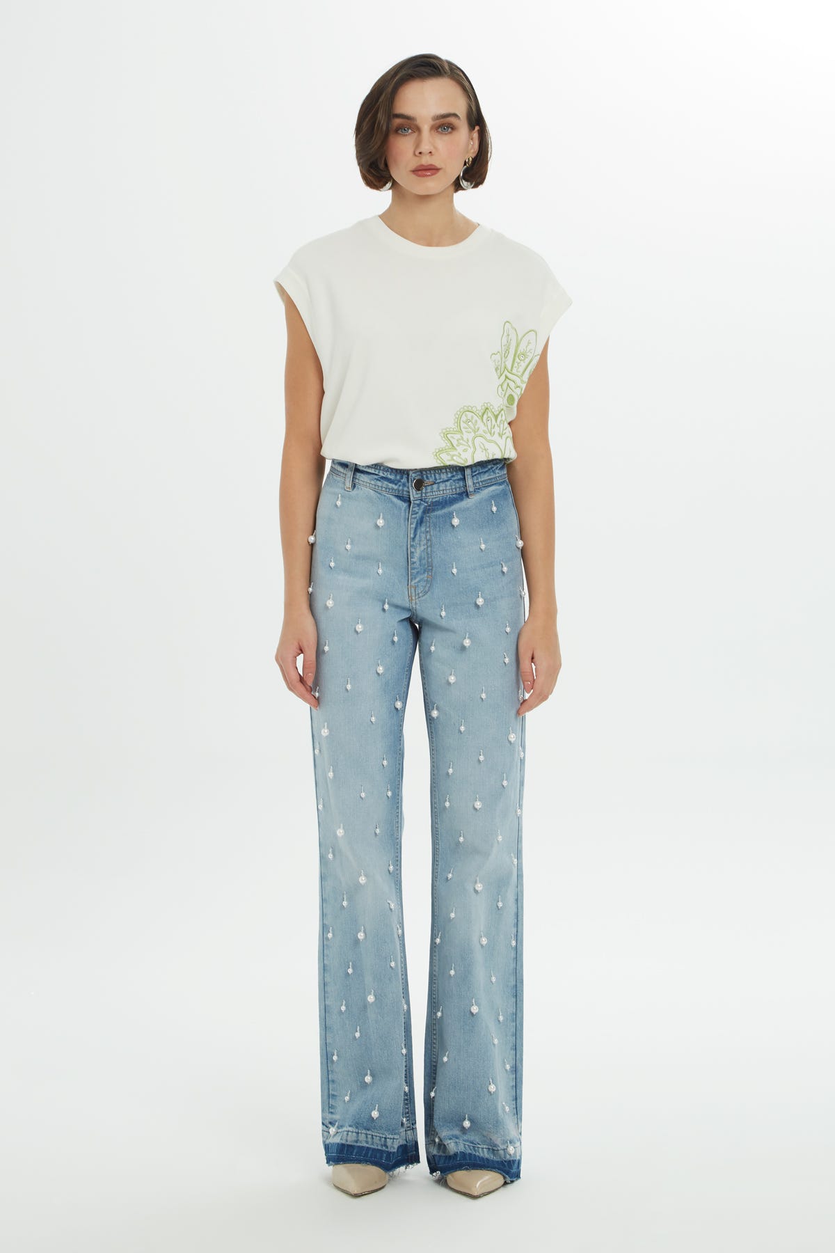 Jagronlu İspanyol Paça Jean Pantolon