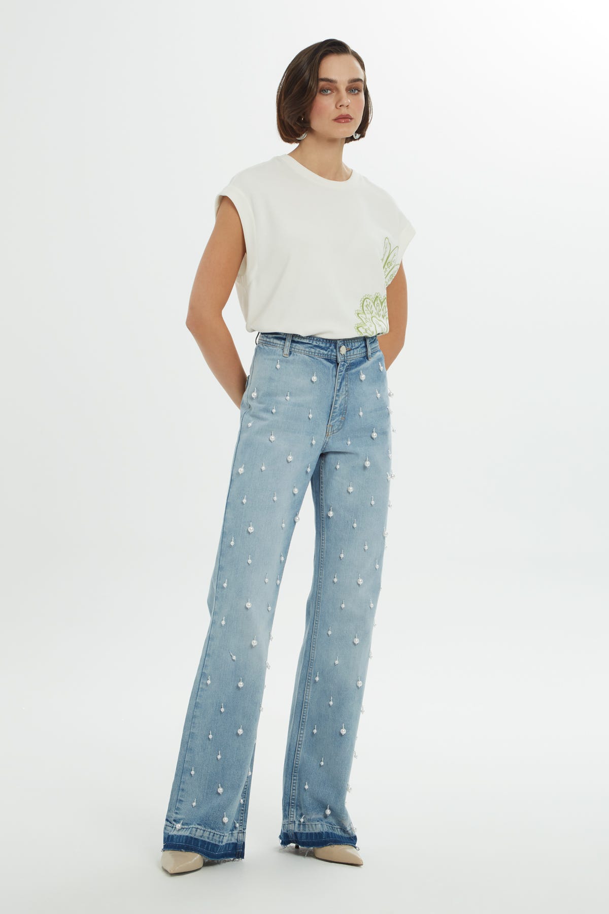 Jagronlu İspanyol Paça Jean Pantolon