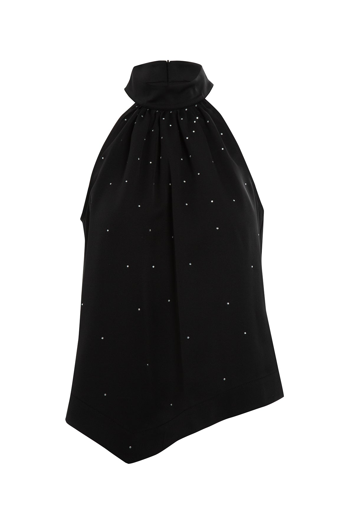 Halter Yakalı Yanları Yırtmaçlı Saten Bluz