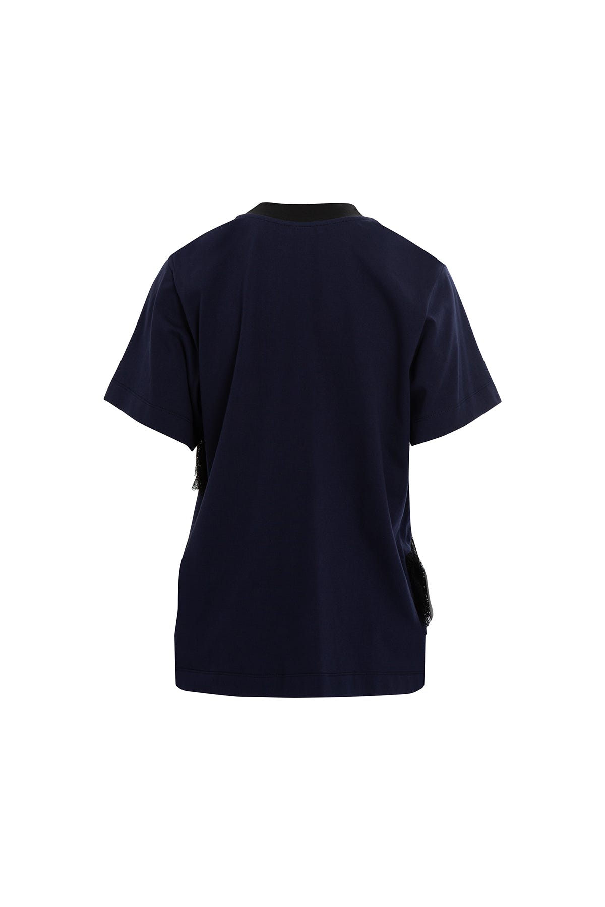 Dantel Detaylı Kısa Kollu Lacivert T-Shirt