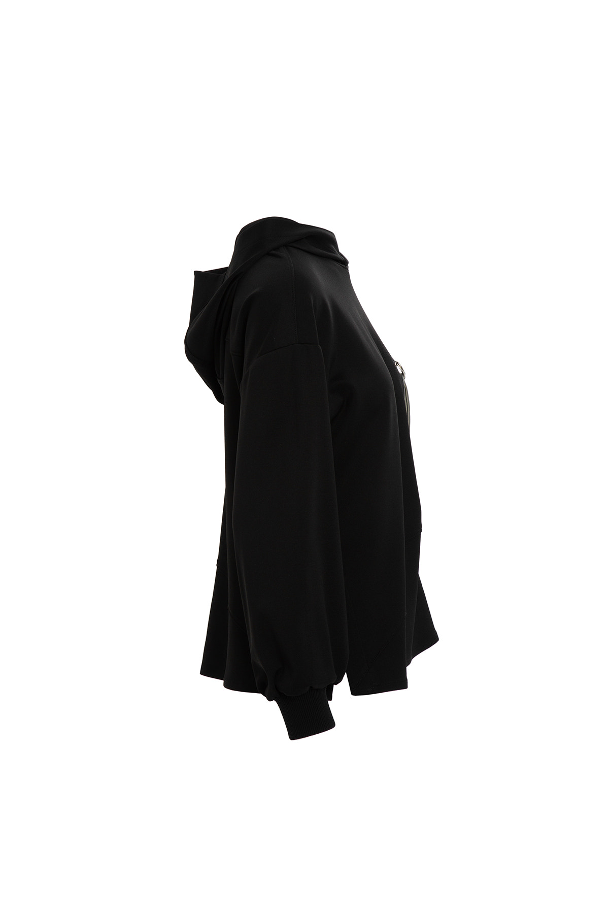 Büzgülü Kapüşonlu Uzun Kollu Sweatshirt