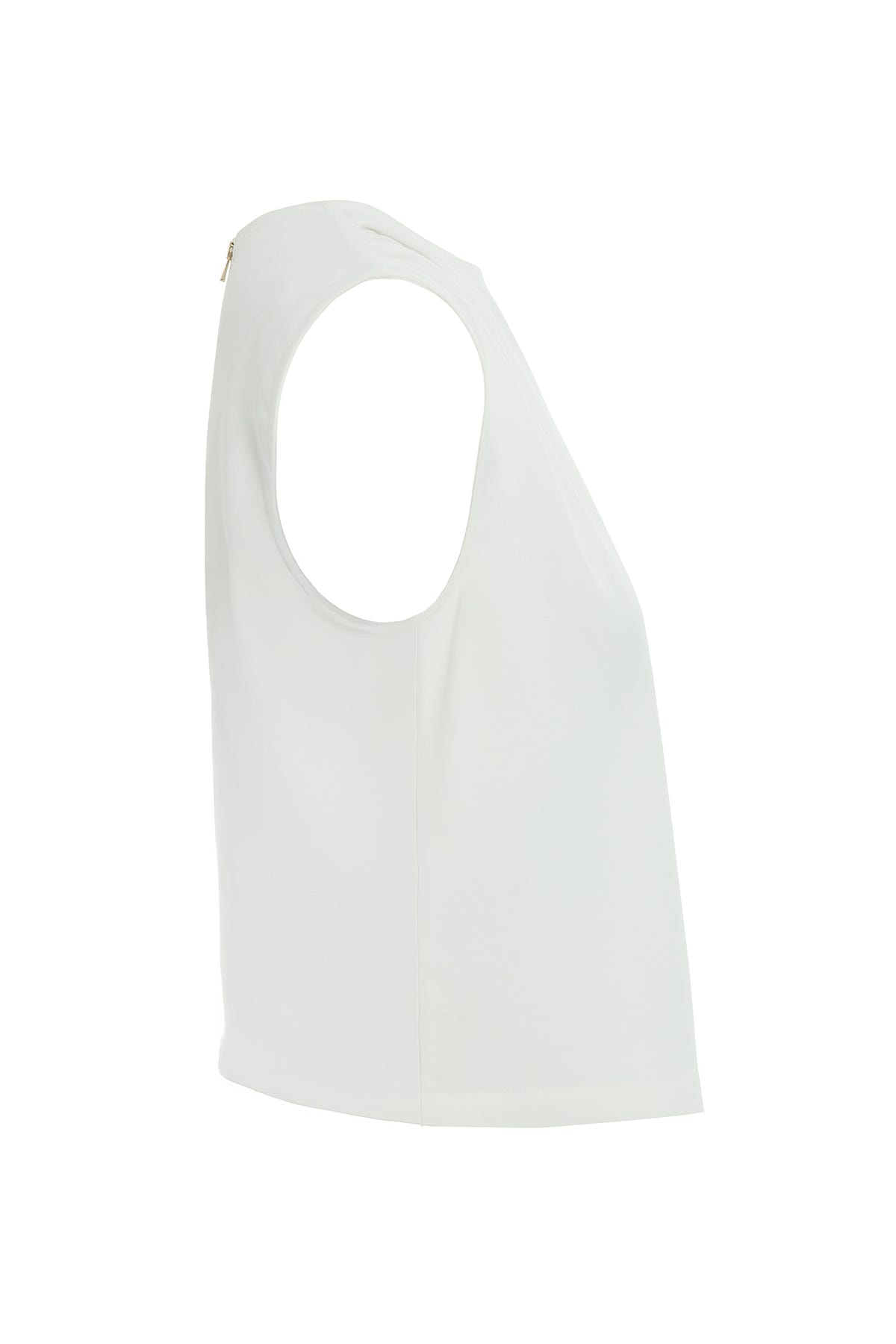 Kısa Kollu Arkası Fermuarlı Drapeli Bluz