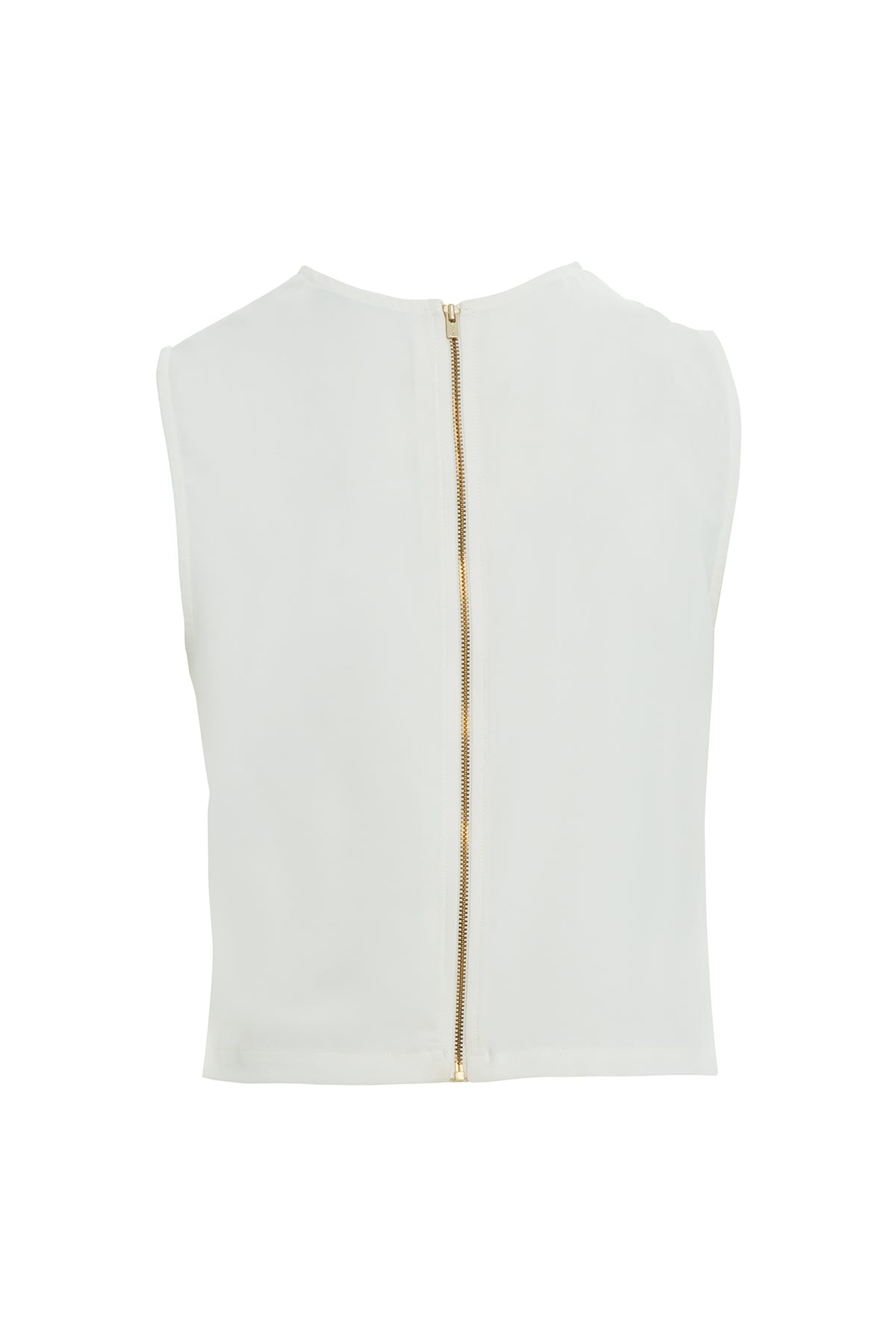 Kısa Kollu Arkası Fermuarlı Drapeli Bluz