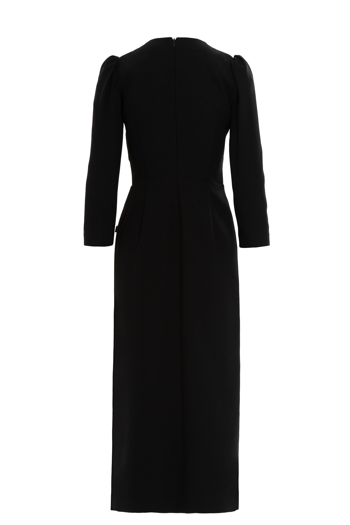 Uzun Kollu Bele Oturan Midi Boy Astarlı Elbise