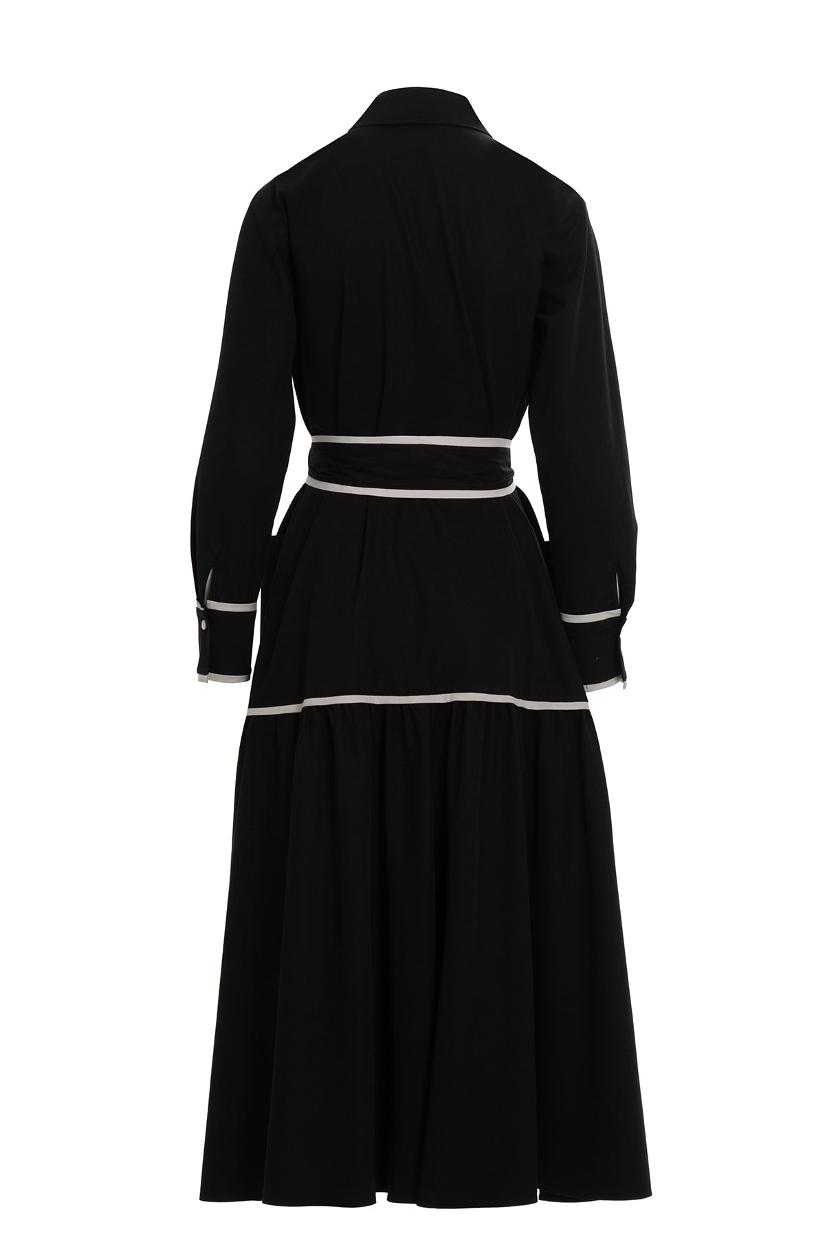 Seyyar Kuşaklı Düğme Kapamalı Midi Elbise