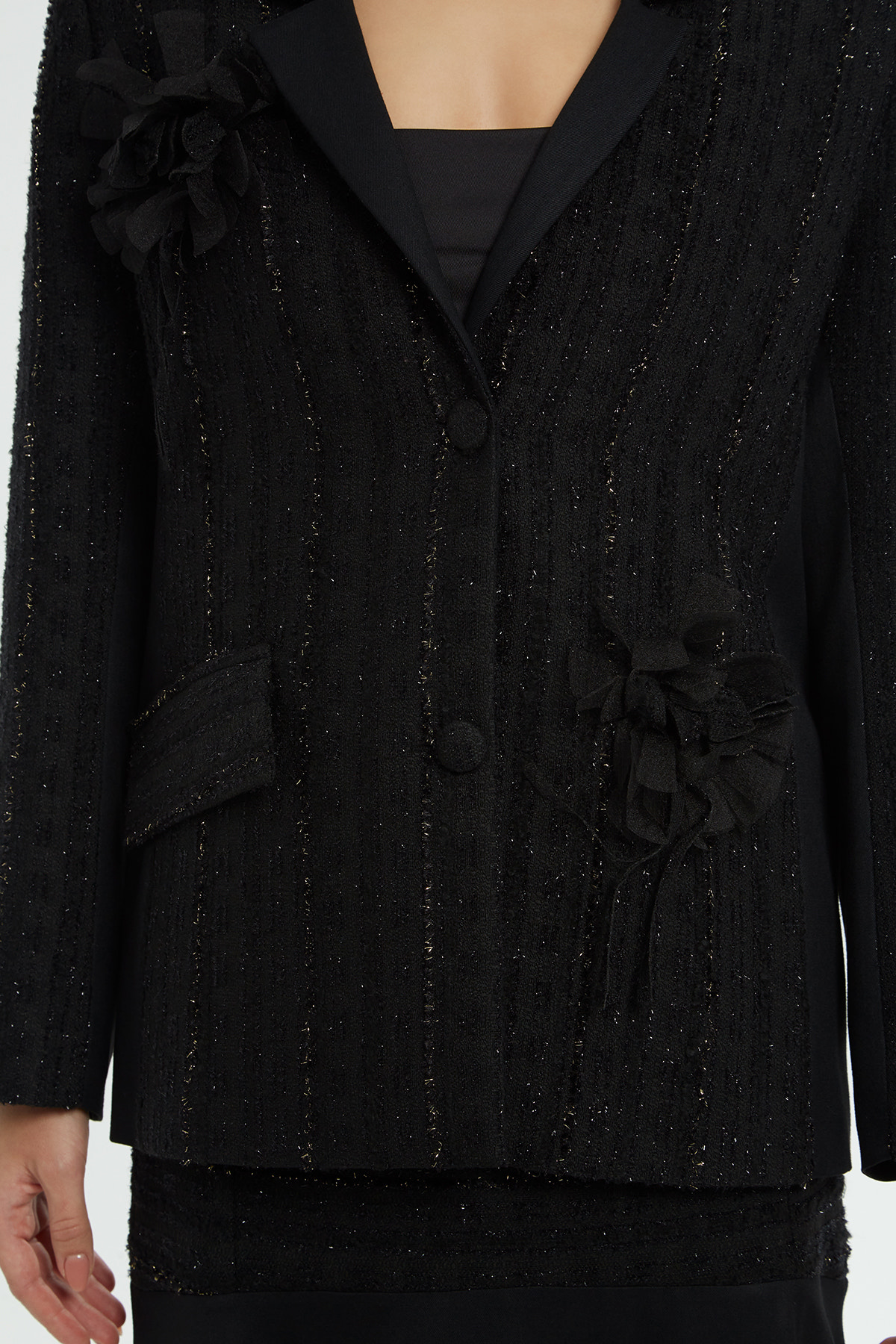 Kruvaze Yakalı Tüvit Ceket