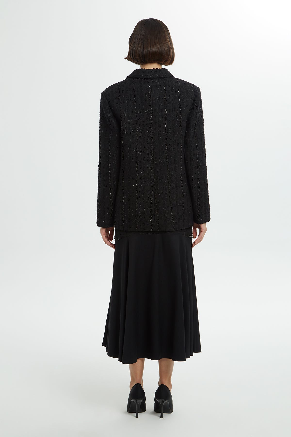 Kruvaze Yakalı Tüvit Ceket