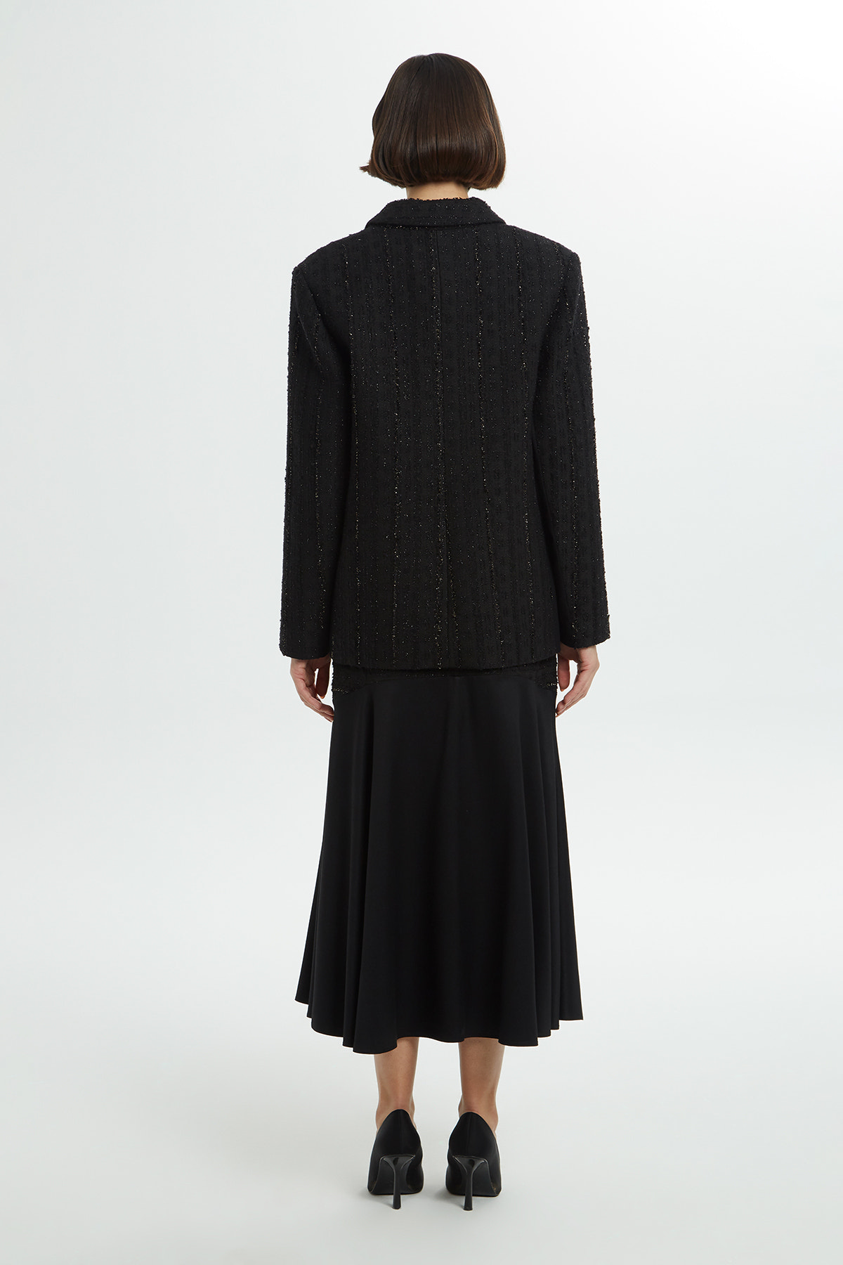 Kruvaze Yakalı Tüvit Ceket