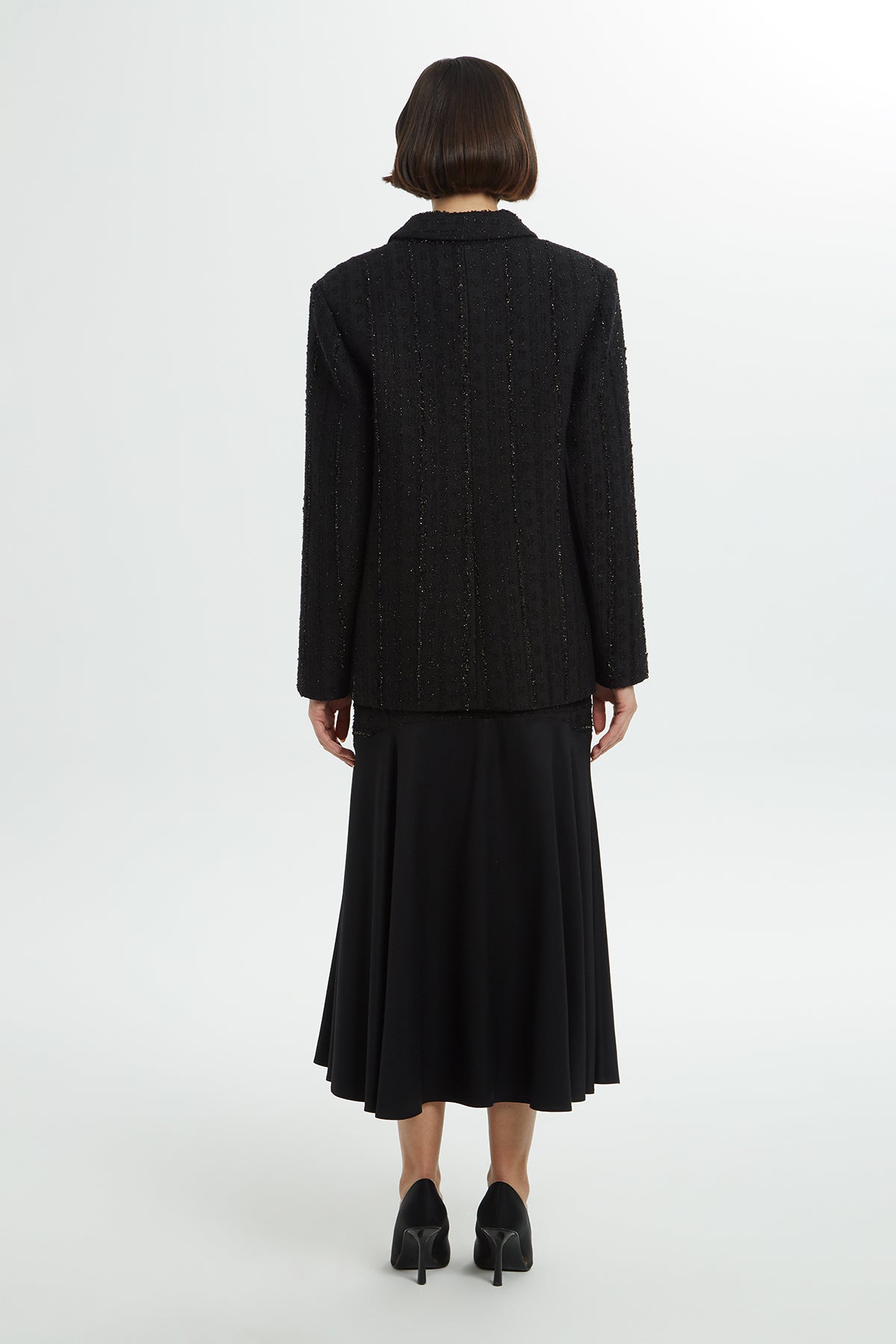 Kruvaze Yakalı Tüvit Ceket