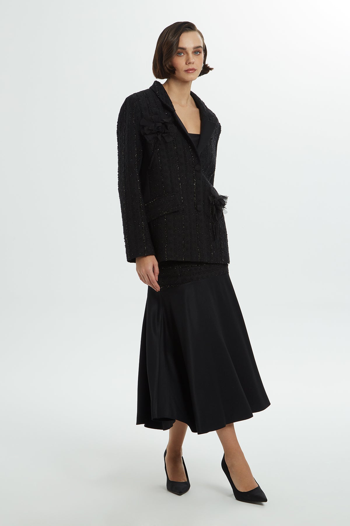 Kruvaze Yakalı Tüvit Ceket