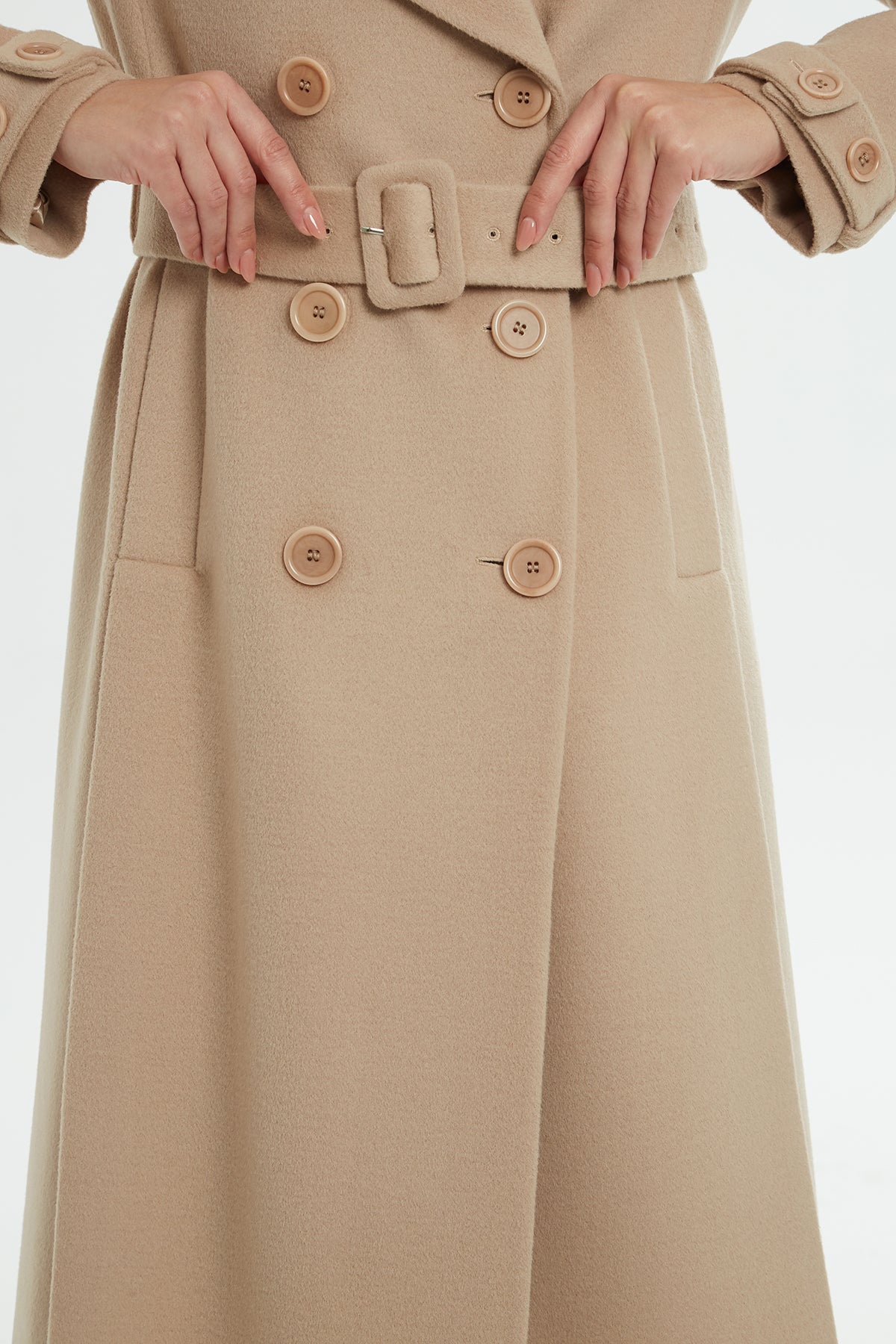 Şal Yakalı Uzun Kaşmir Kaban