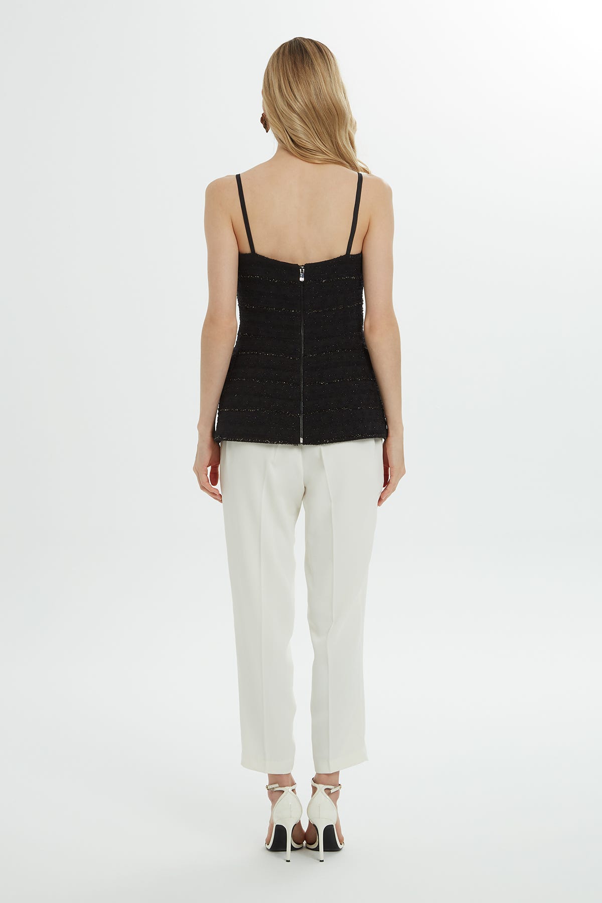 Arkası Fermuarlı Askılı Tüvit Bluz