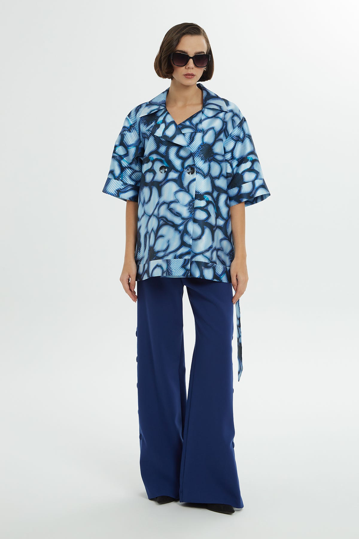 Truvakar Kollu Desenli Oversıze Ceket