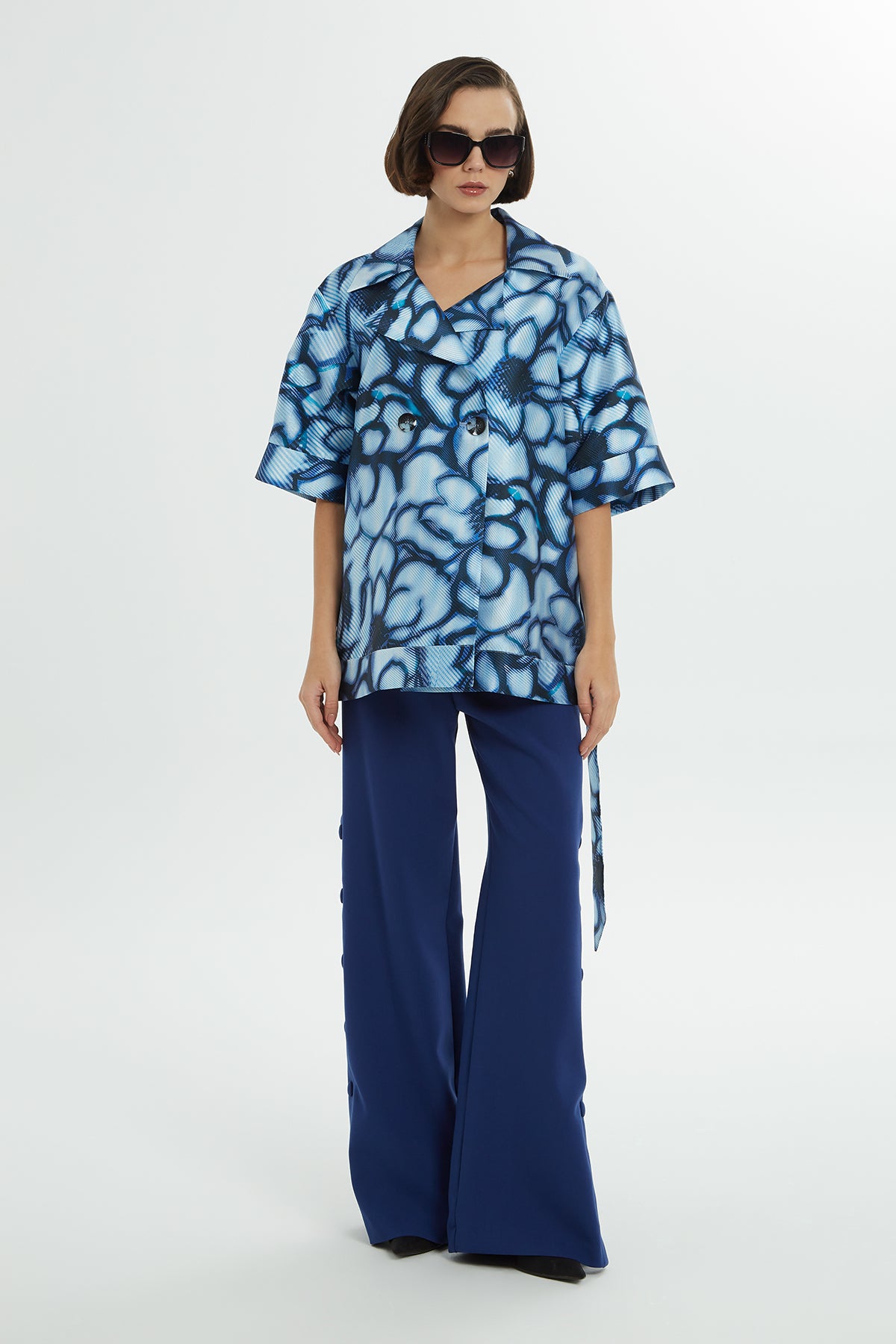 Truvakar Kollu Desenli Oversıze Ceket