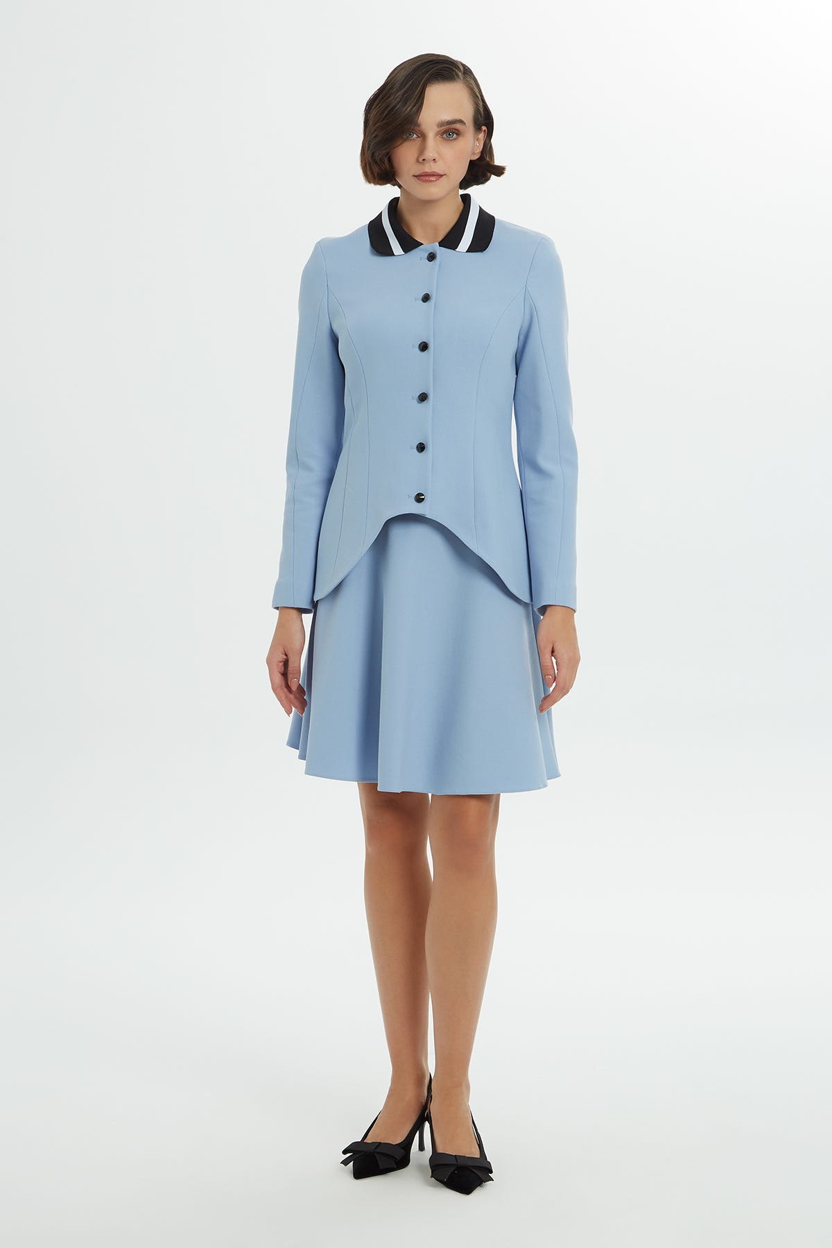 Ceketi Asimetrik Detaylı Mini Etekli Takım