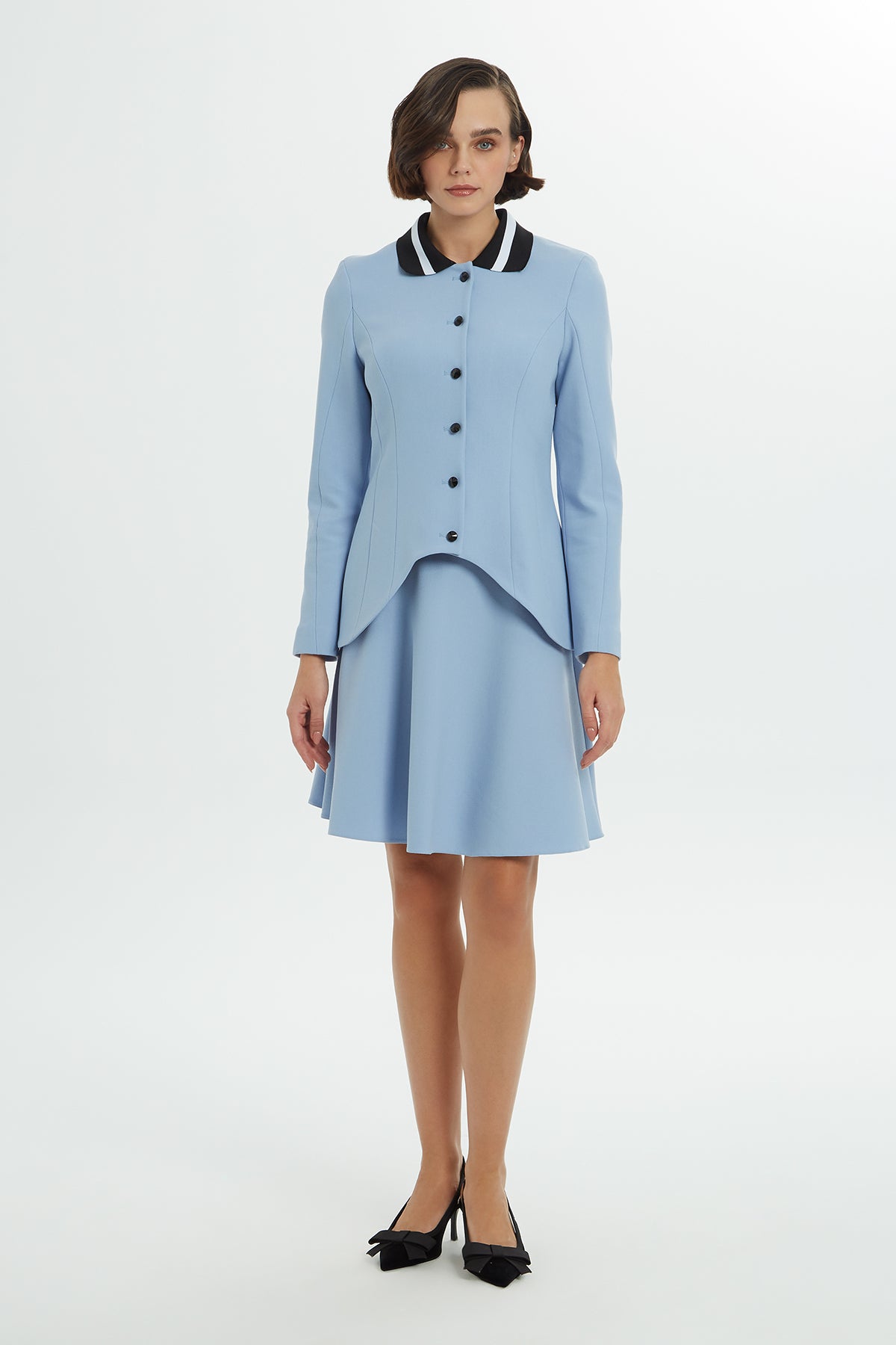 Ceketi Asimetrik Detaylı Mini Etekli Takım