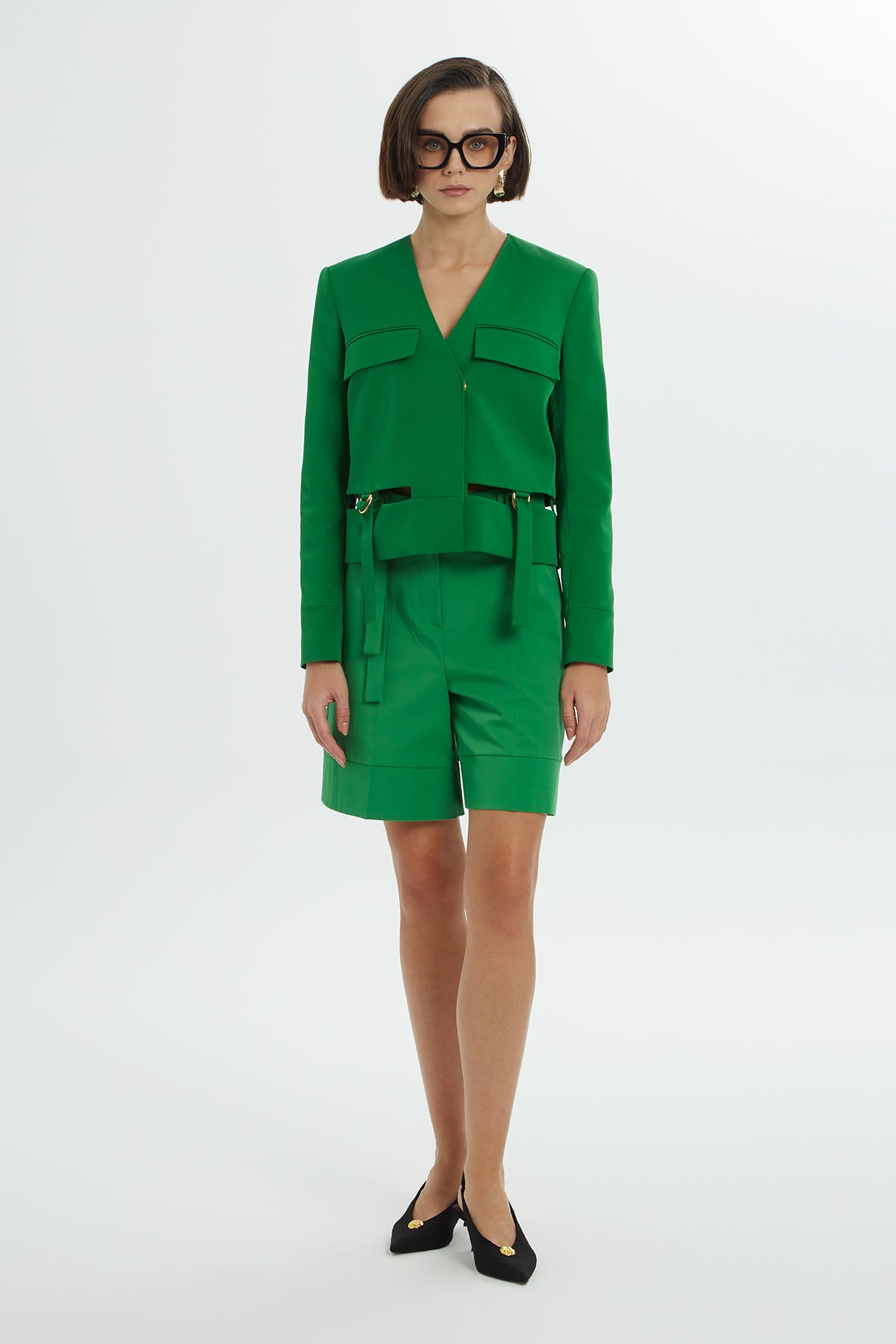 Metal Toka Detaylı Uzun Kollu Ceket