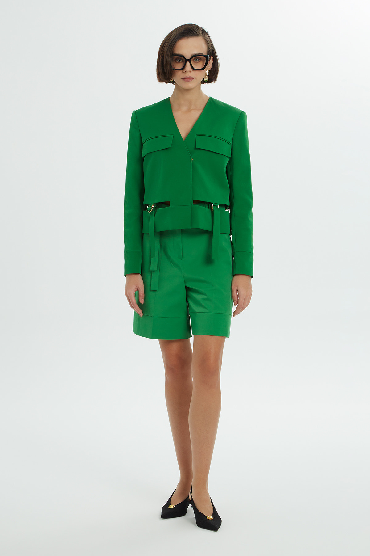 Metal Toka Detaylı Uzun Kollu Ceket