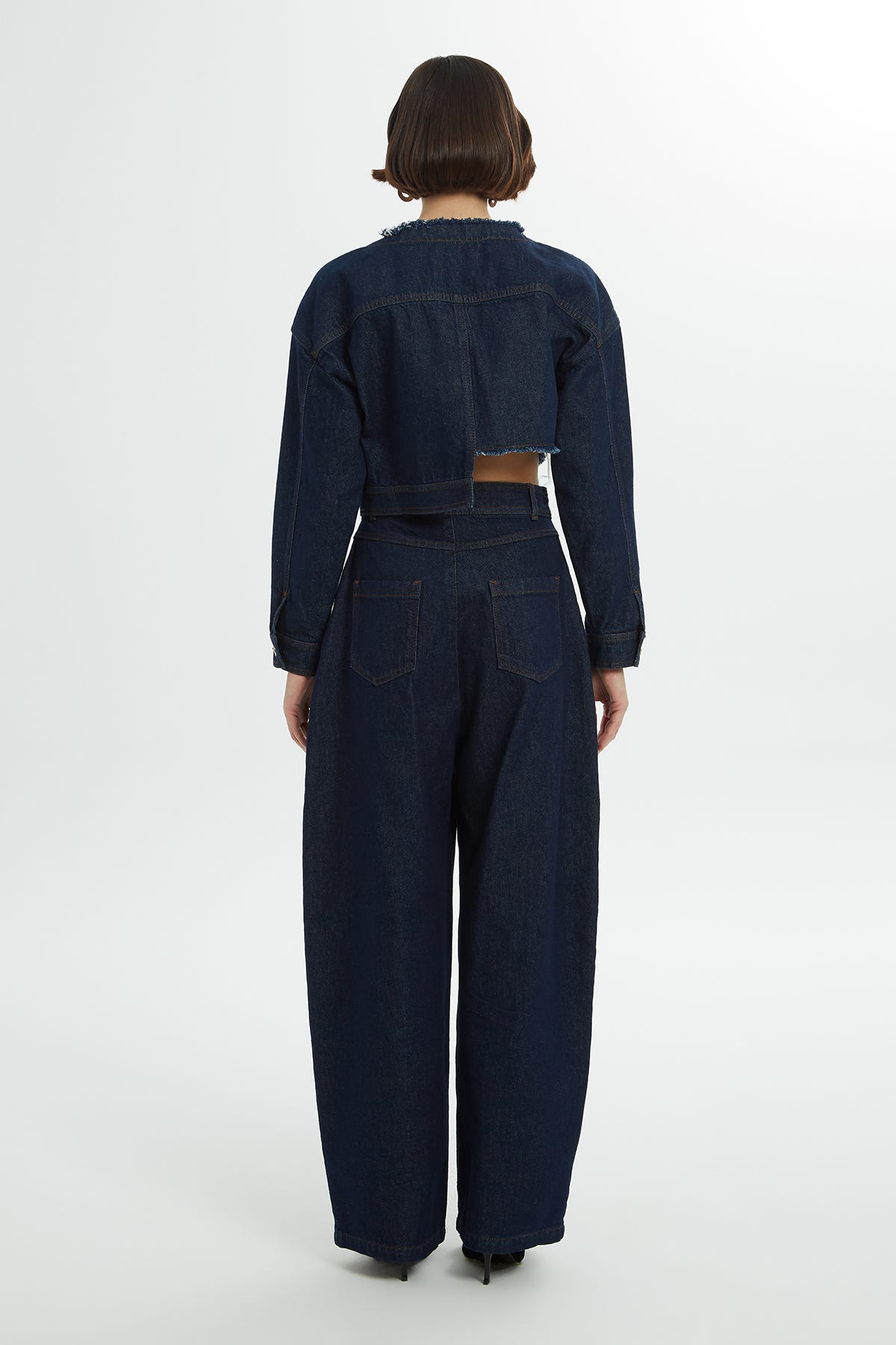 Asimetri Ve Püskül Detaylı Jean Ceket