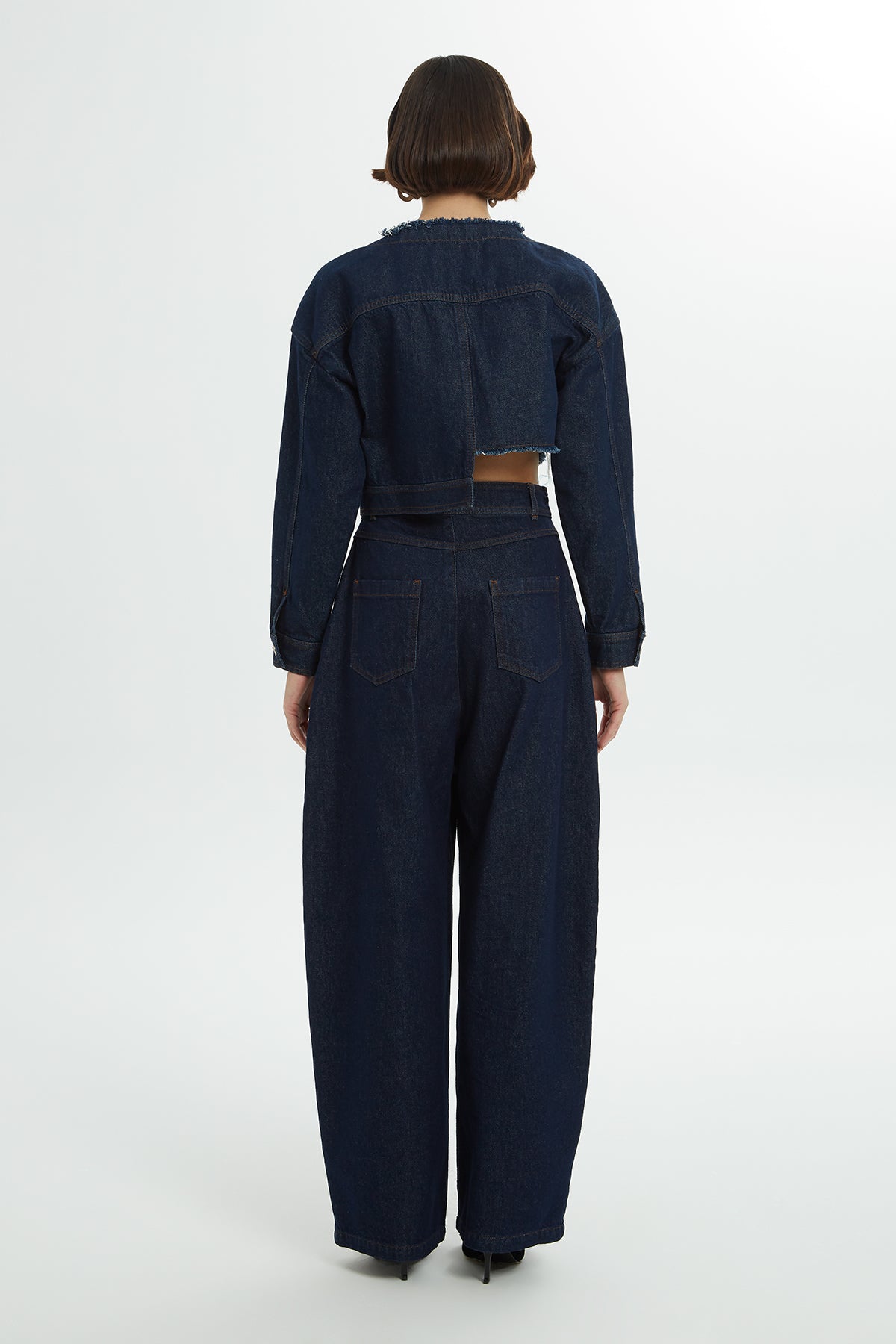 Asimetri Ve Püskül Detaylı Jean Ceket