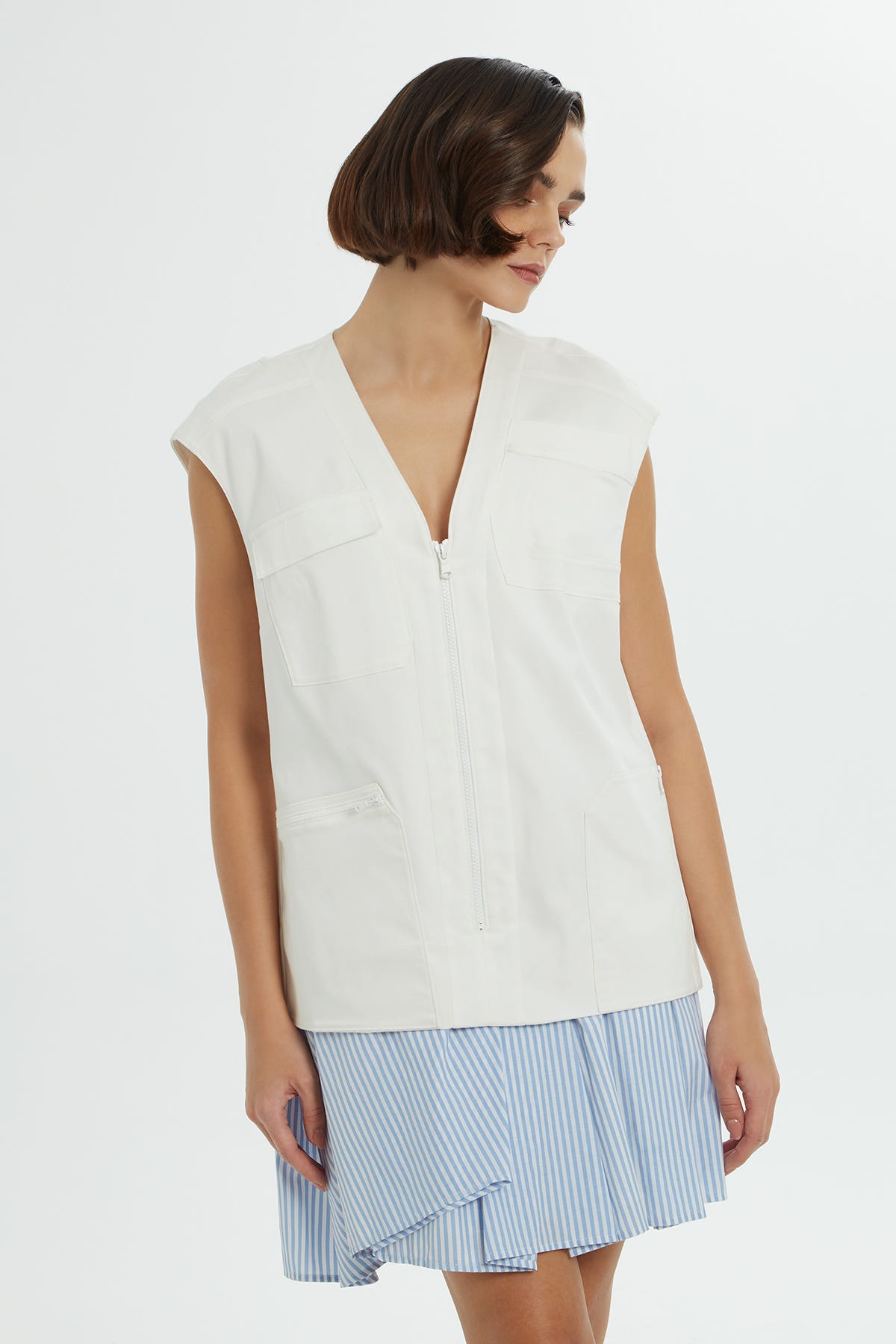 Fermuar Detaylı Mini Elbise