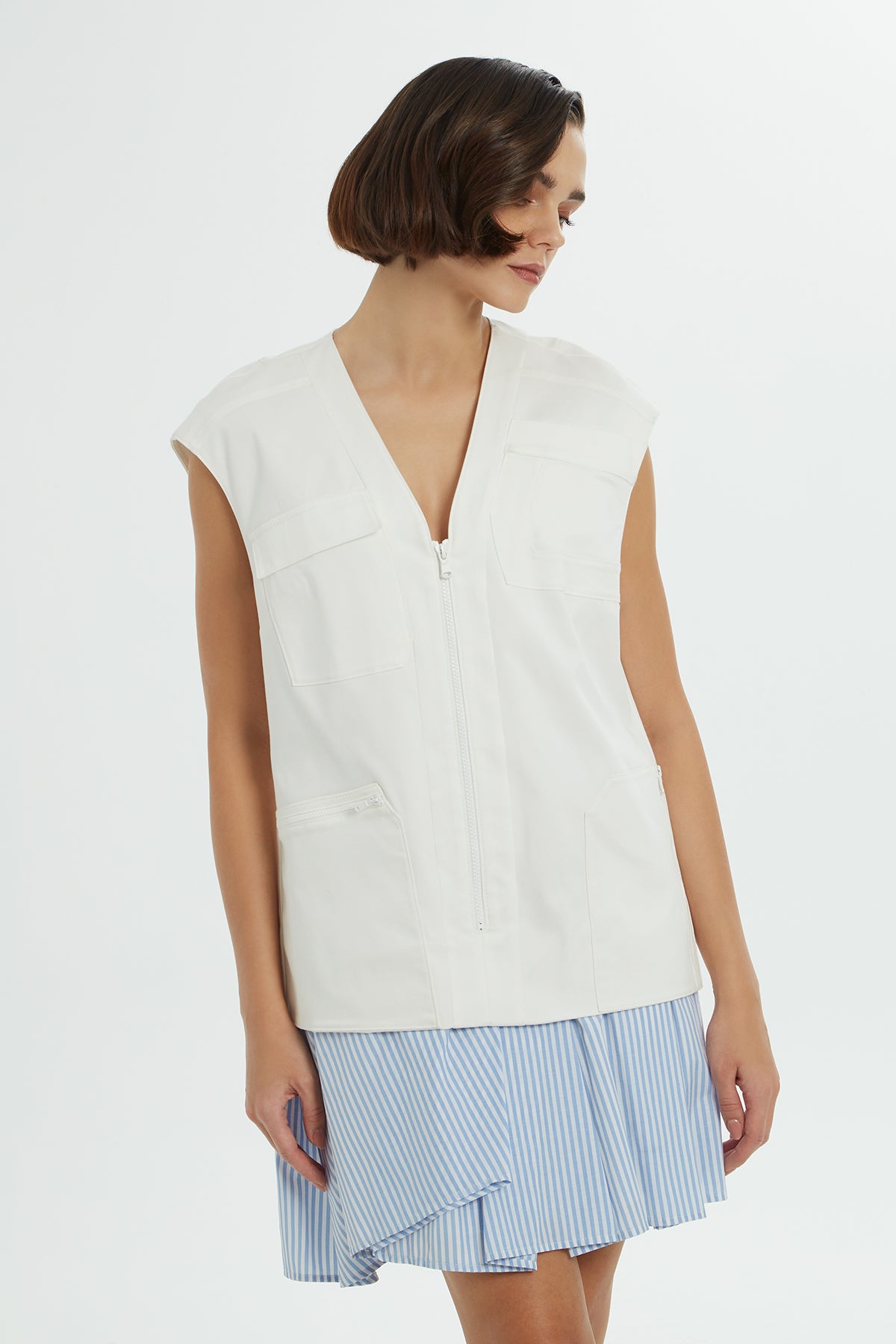 Fermuar Detaylı Mini Elbise