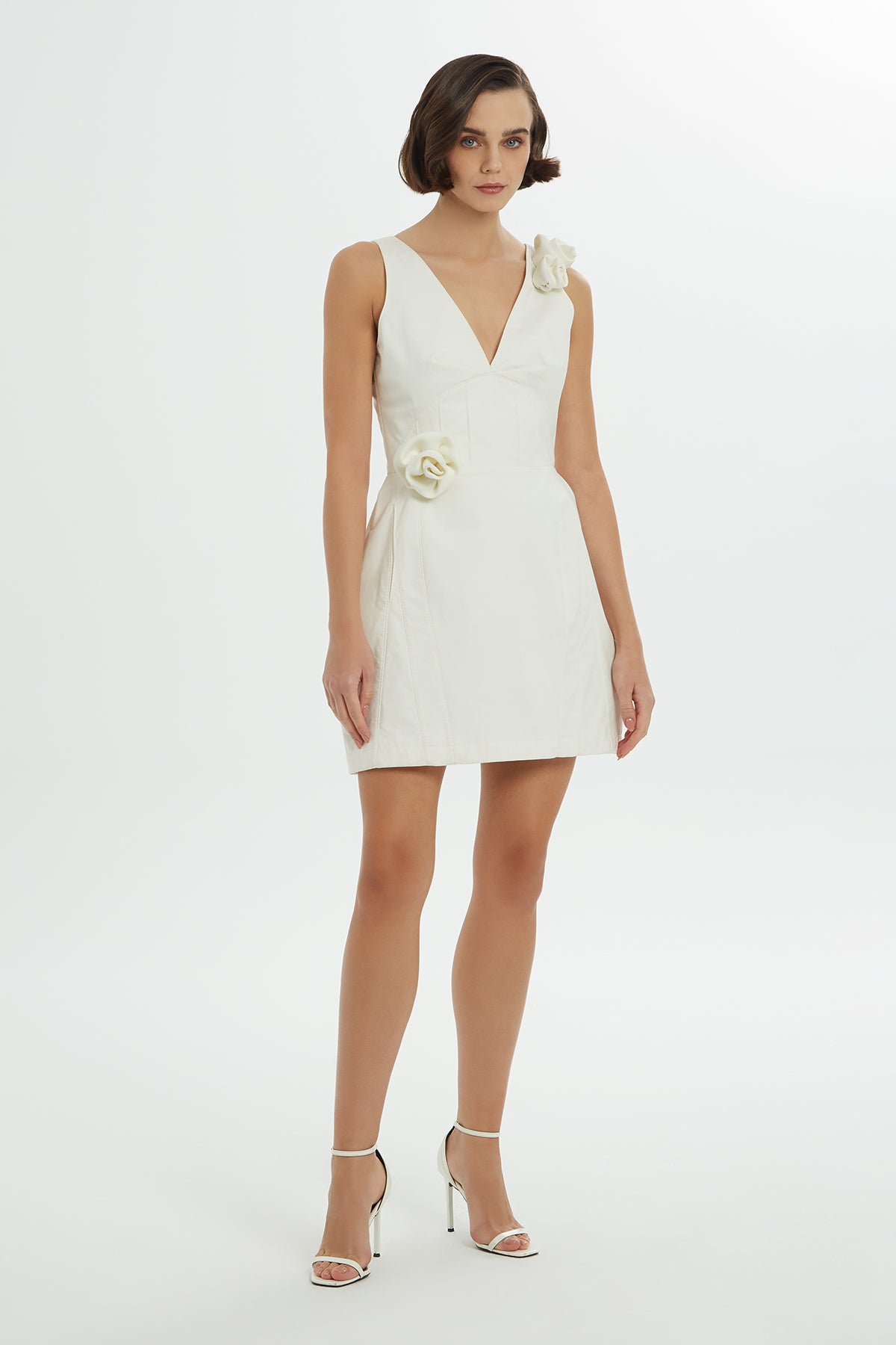 Gül Detaylı Mini Elbise