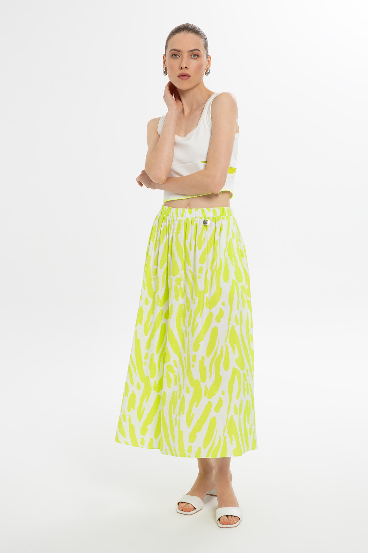 Neon Detaylı Kolsuz Bluz