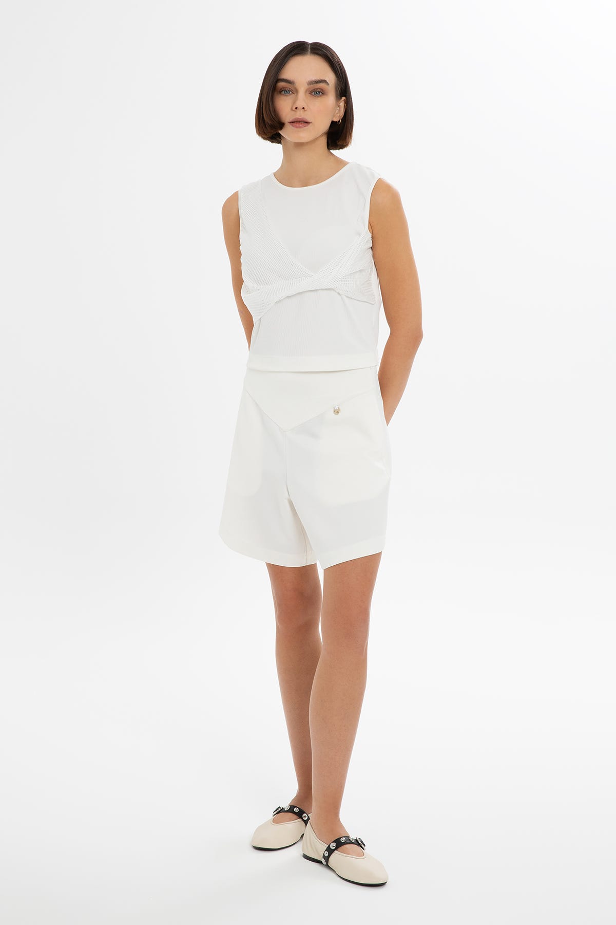 Asimetrik File Detaylı Bluz