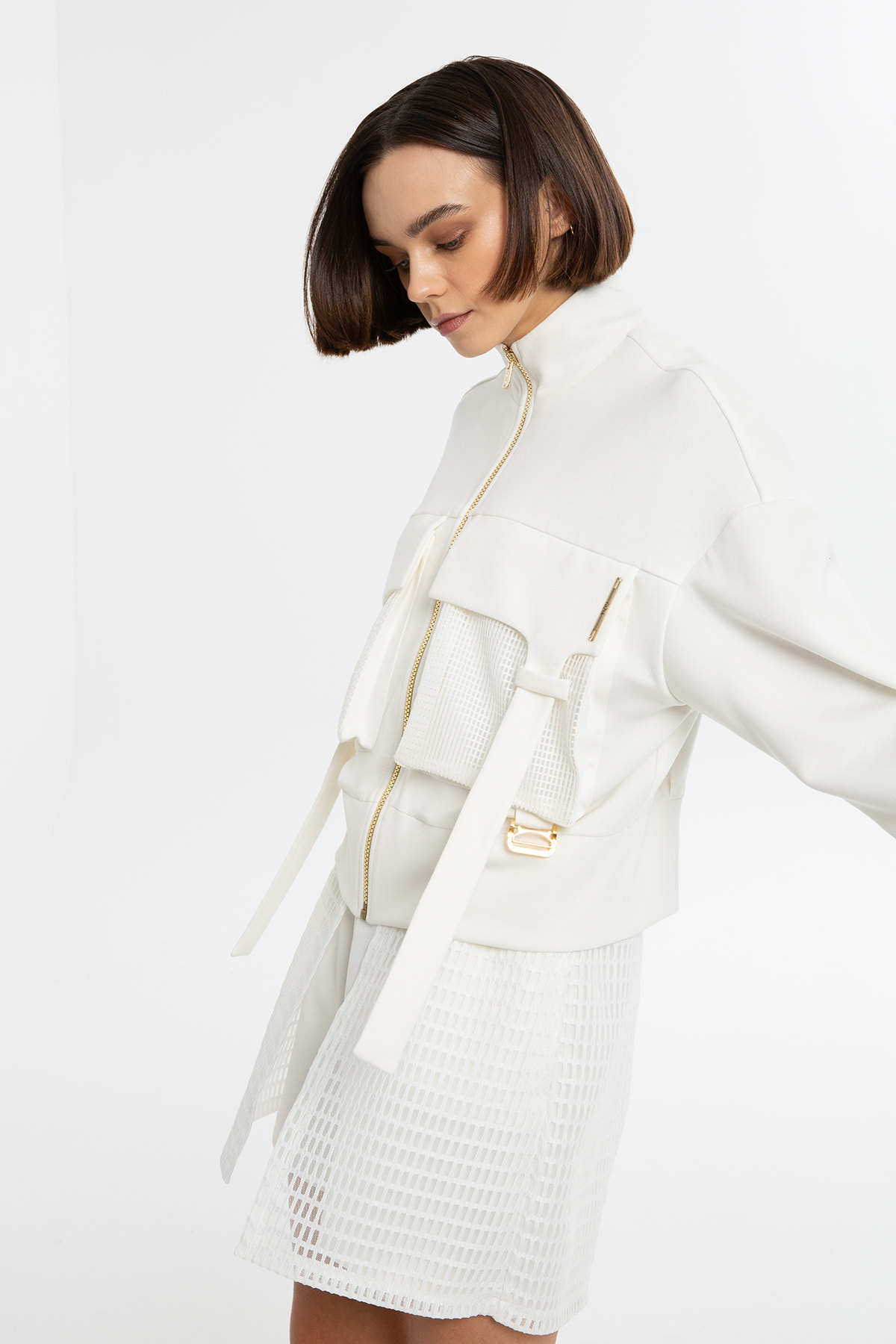 File Detaylı Kısa Eşofman Üstü