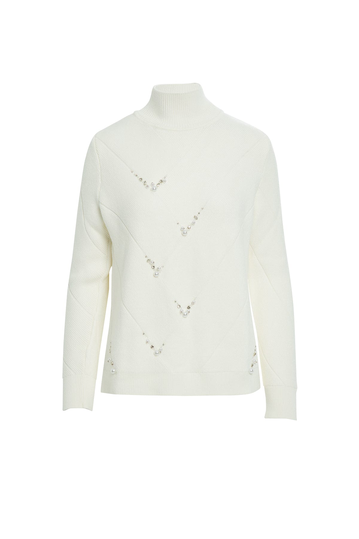 Boncuk İşlemeli Balıkçı Yaka Triko Kazak